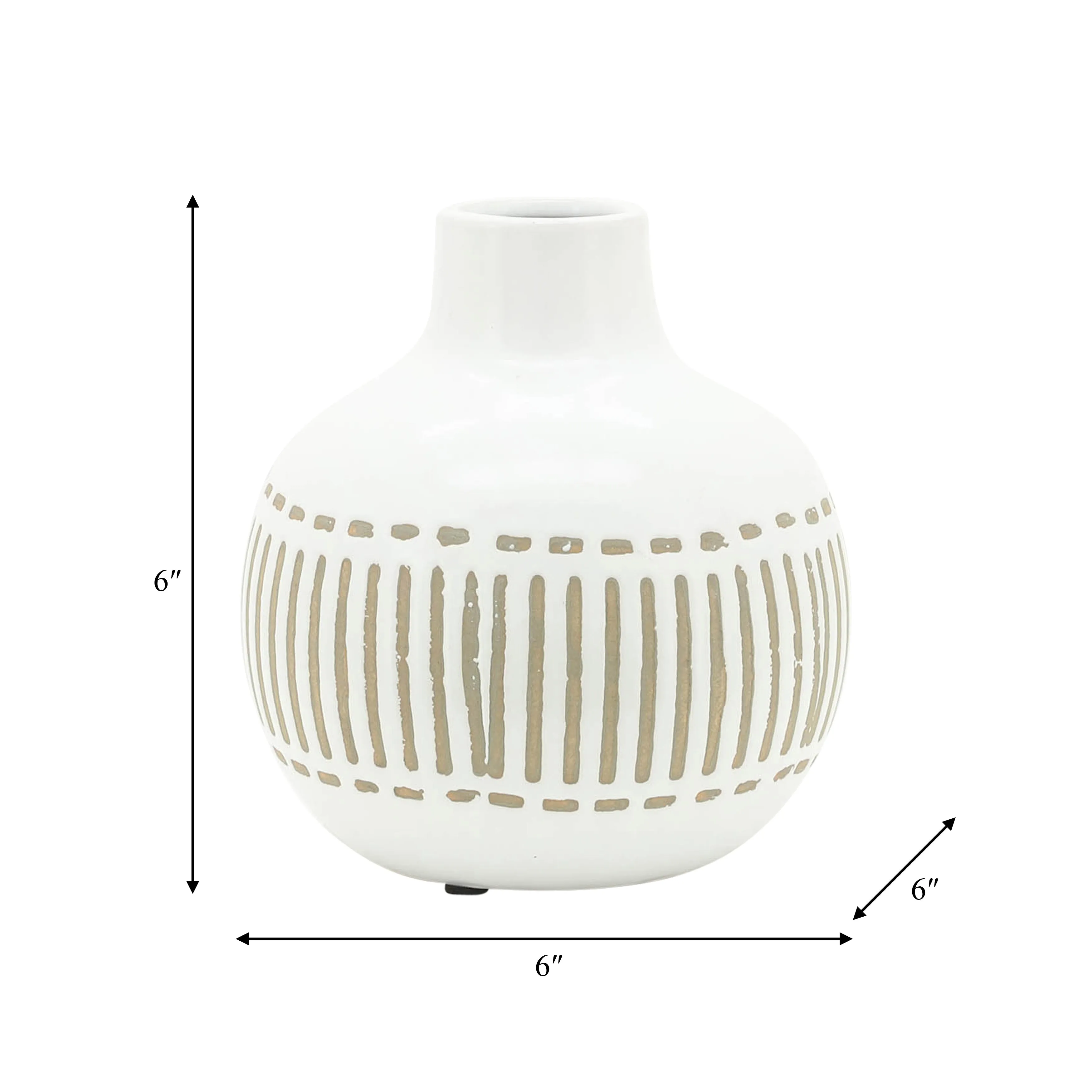 CER, 6"H ROUND AZTEC VASE, GRAY