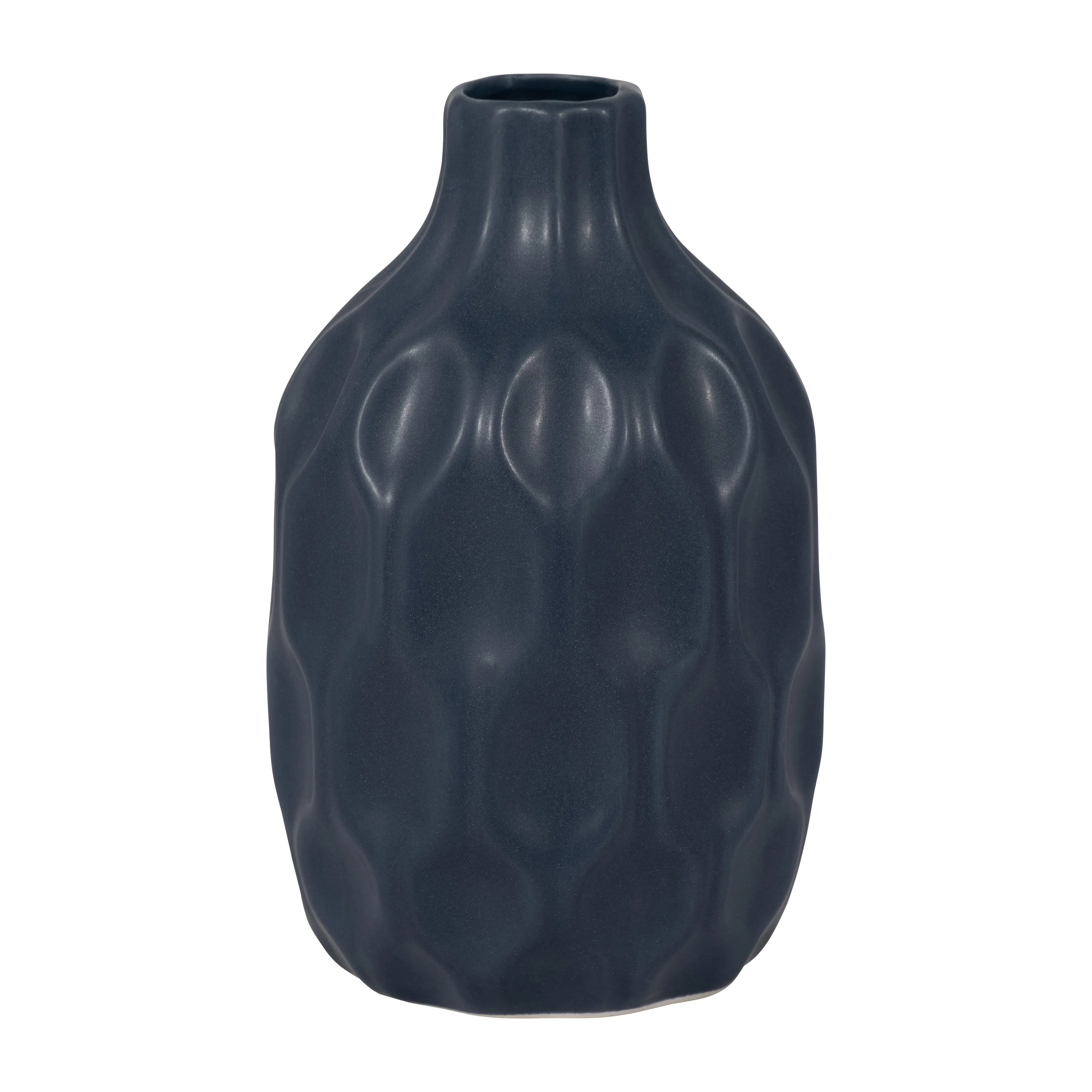 CER, 8" HONEYCOMB DIMPLED VASE, NAVY