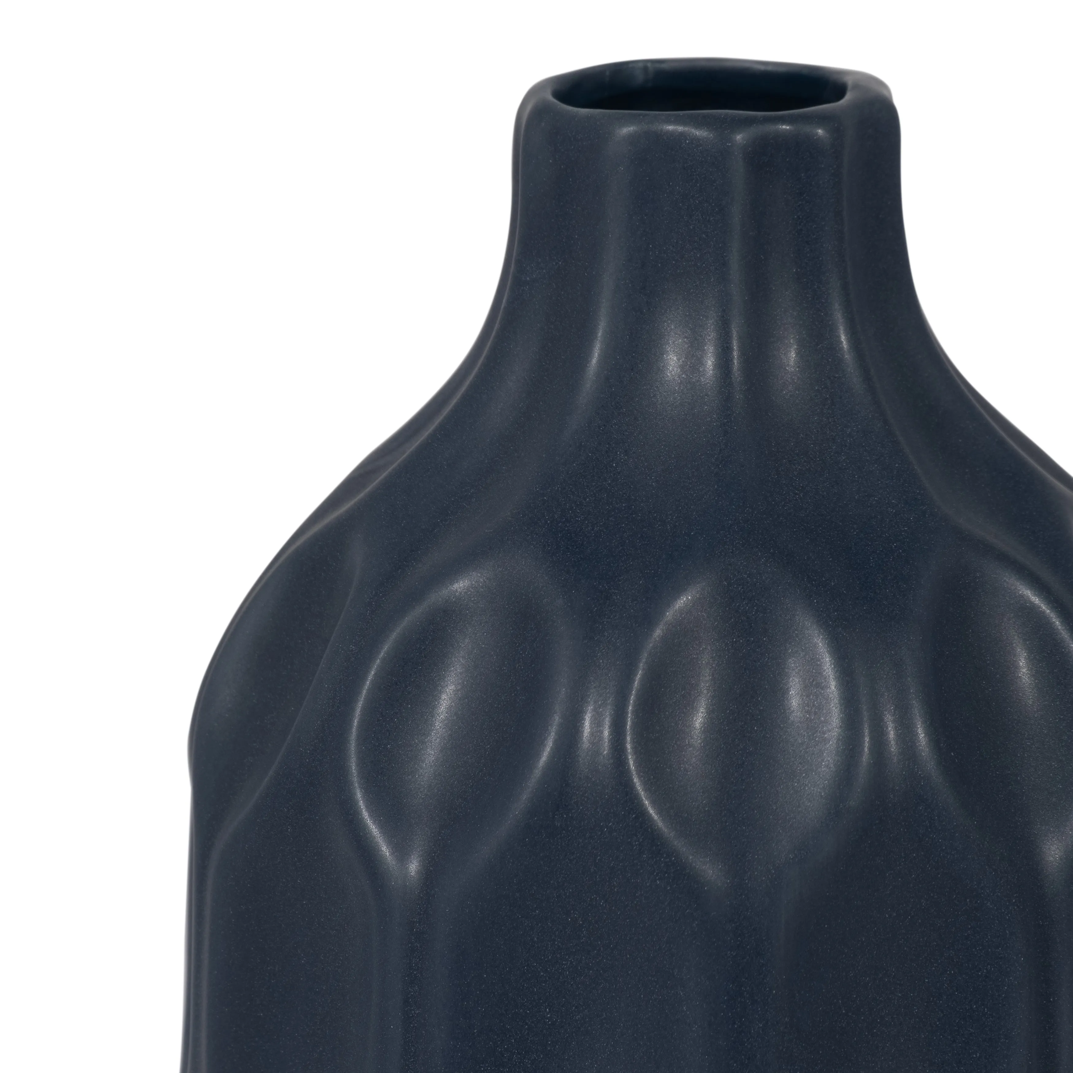 CER, 8" HONEYCOMB DIMPLED VASE, NAVY