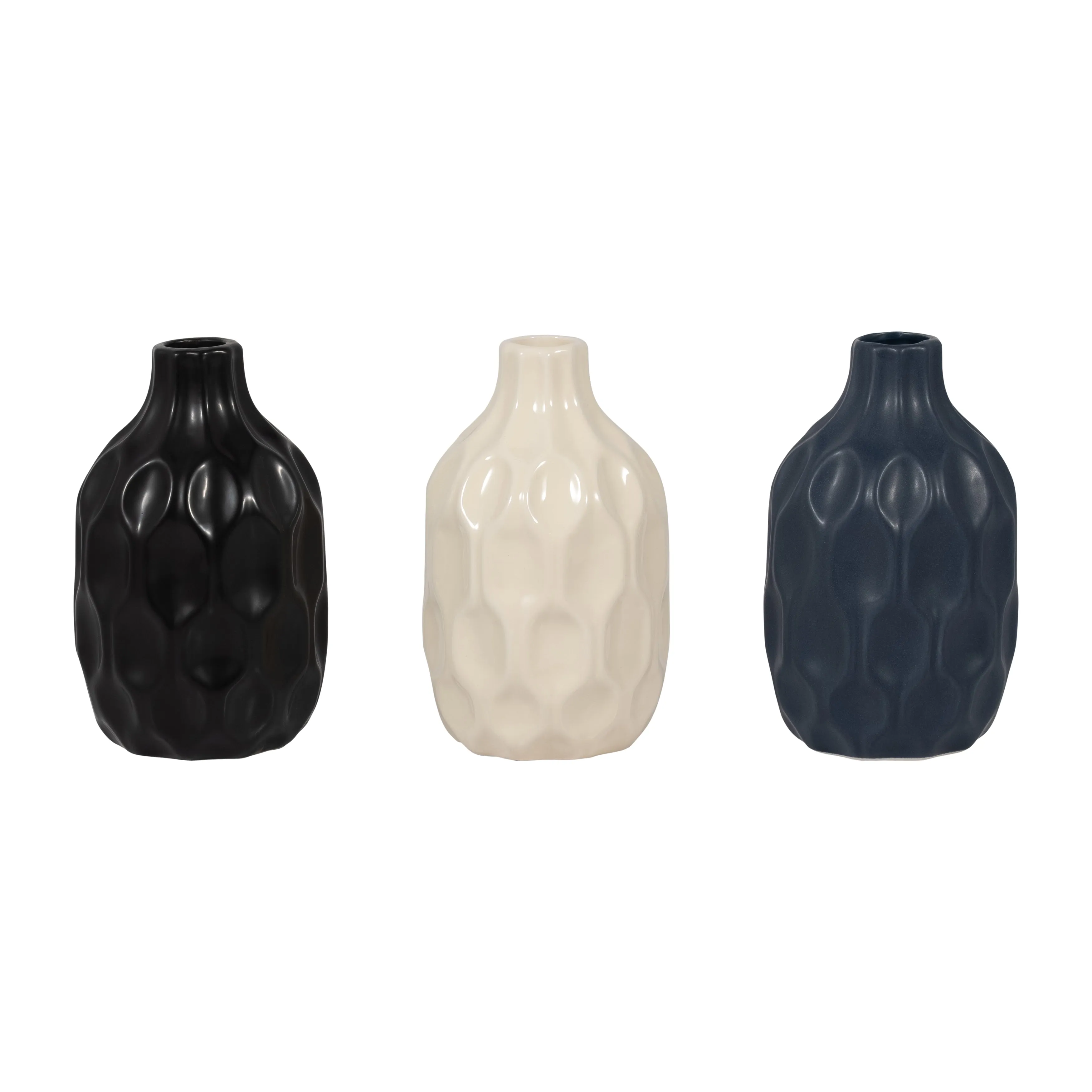 CER, 8" HONEYCOMB DIMPLED VASE, NAVY