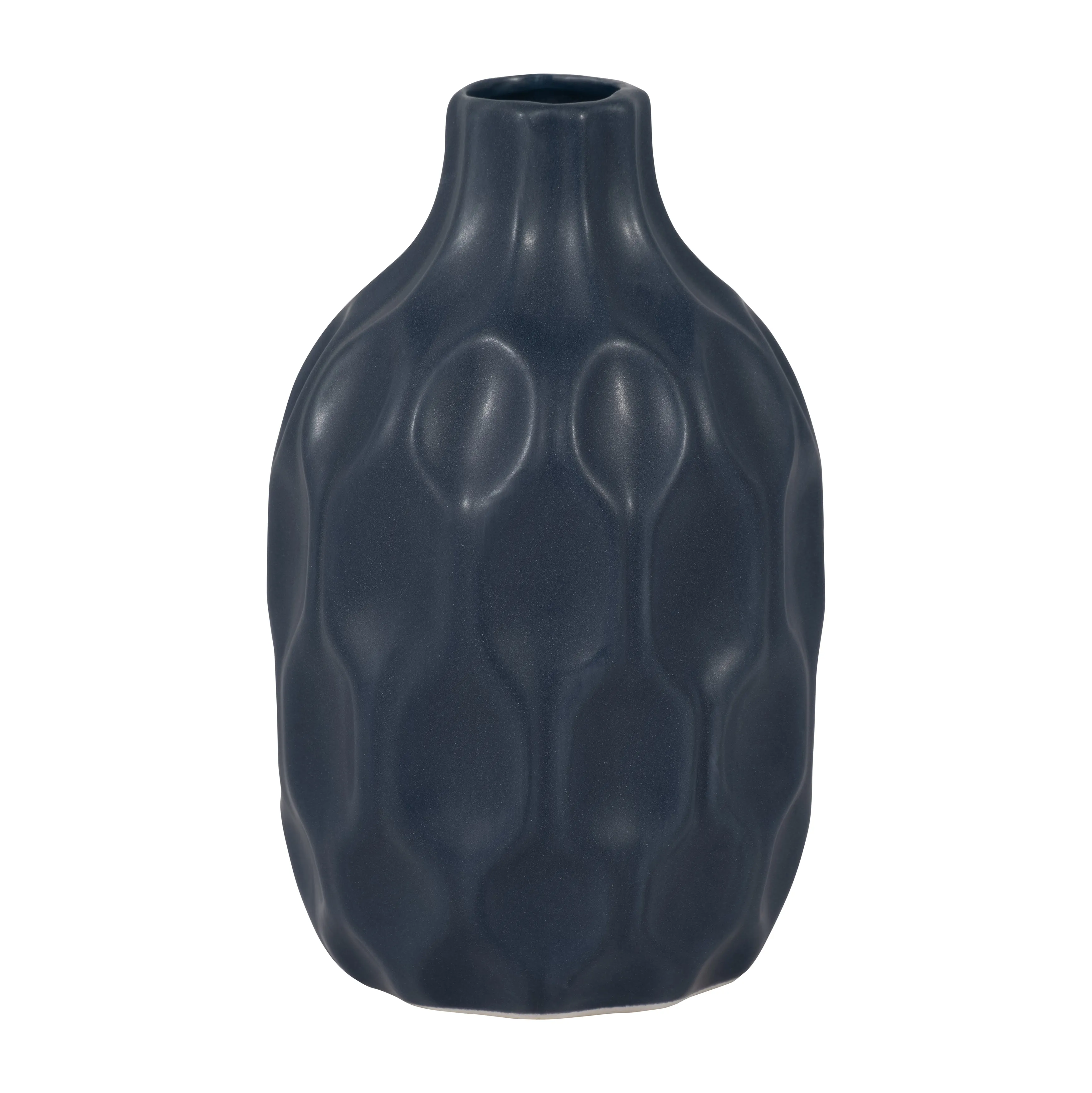 CER, 8" HONEYCOMB DIMPLED VASE, NAVY