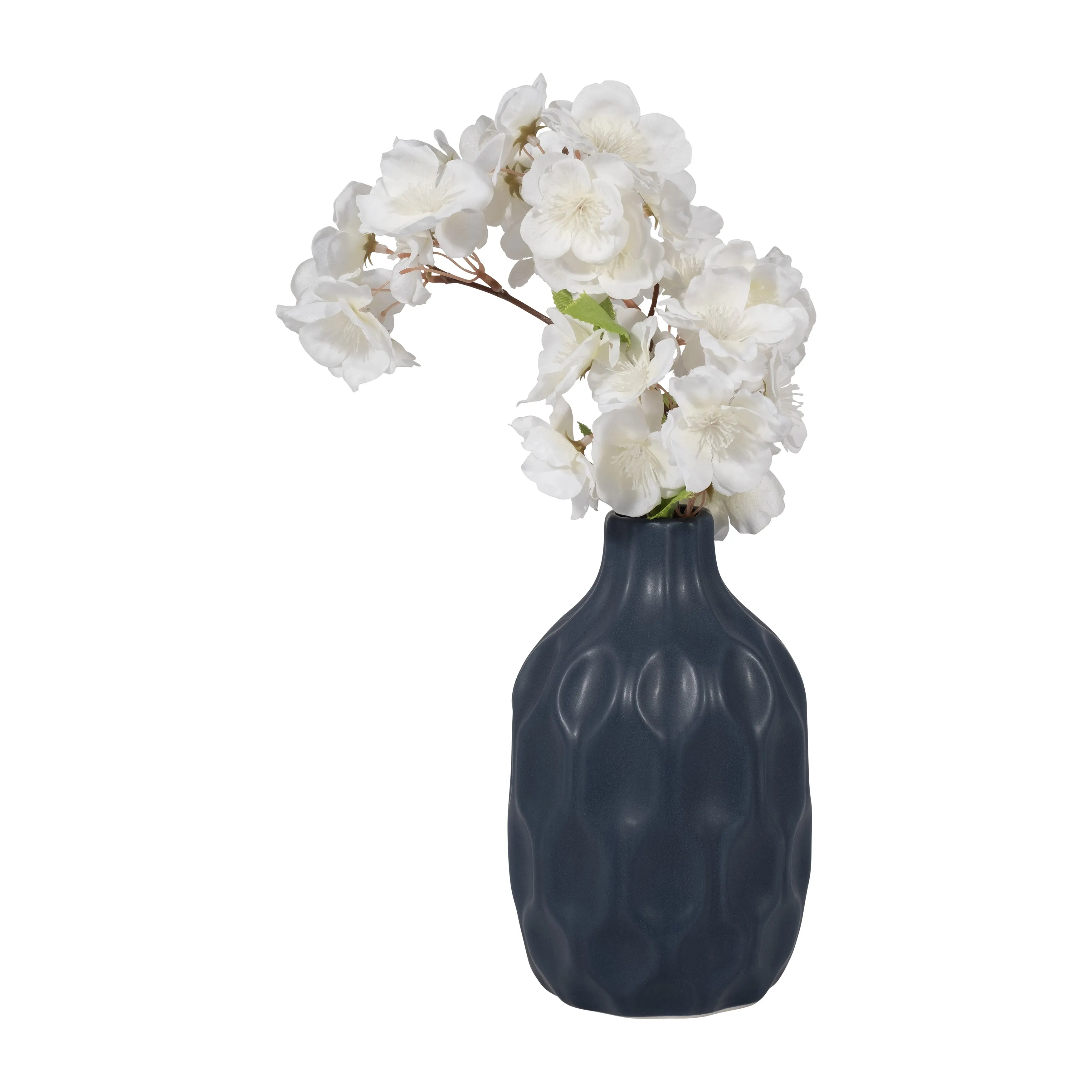 CER, 8" HONEYCOMB DIMPLED VASE, NAVY
