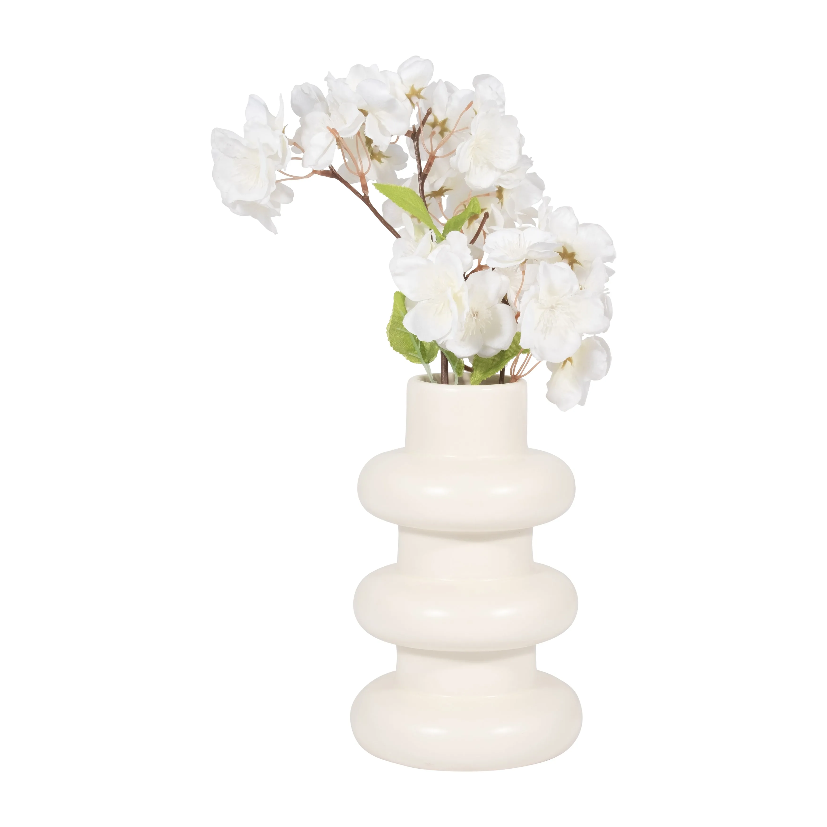 CER, 8" THREE RIBBED VASE, COTTON