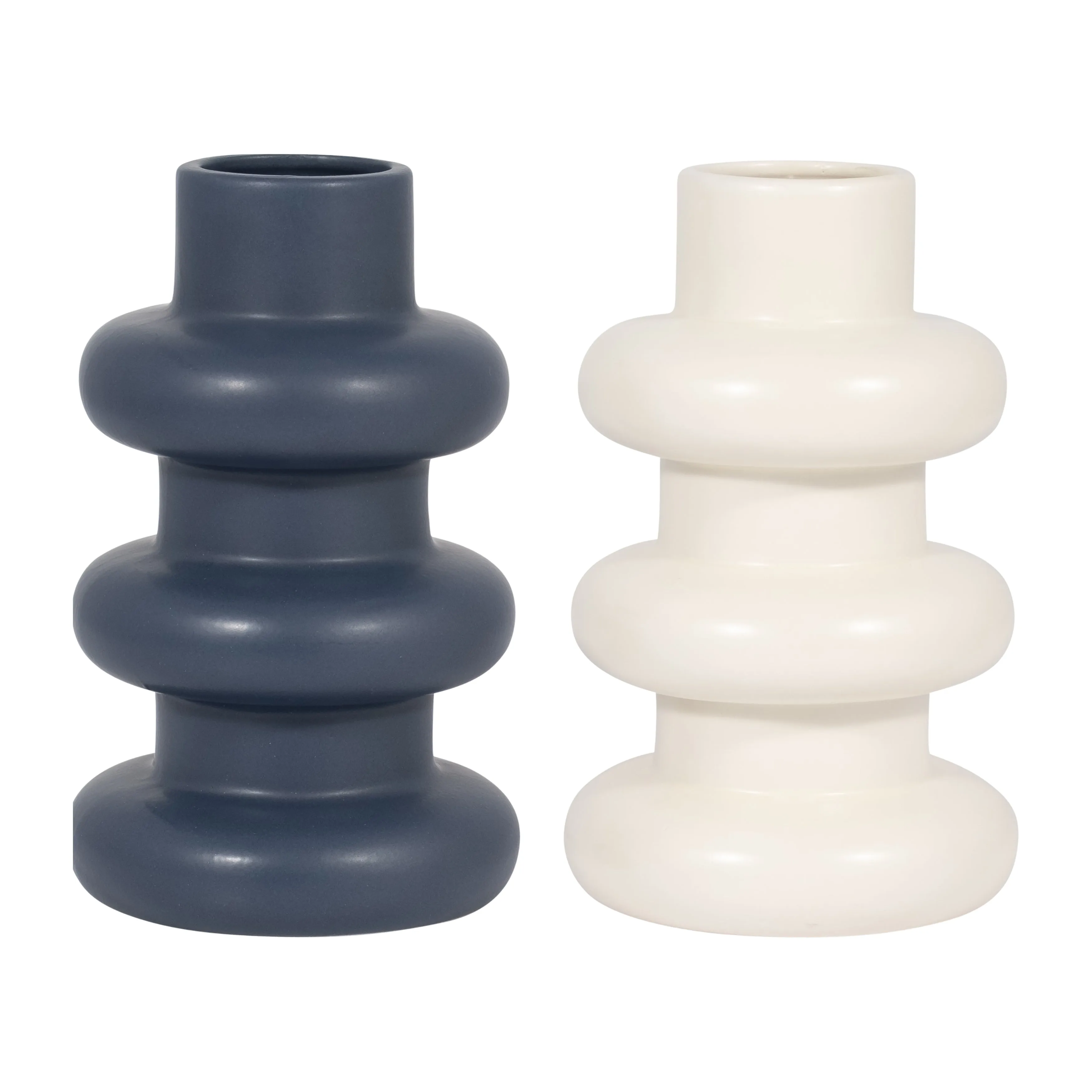 CER, 8" THREE RIBBED VASE, COTTON