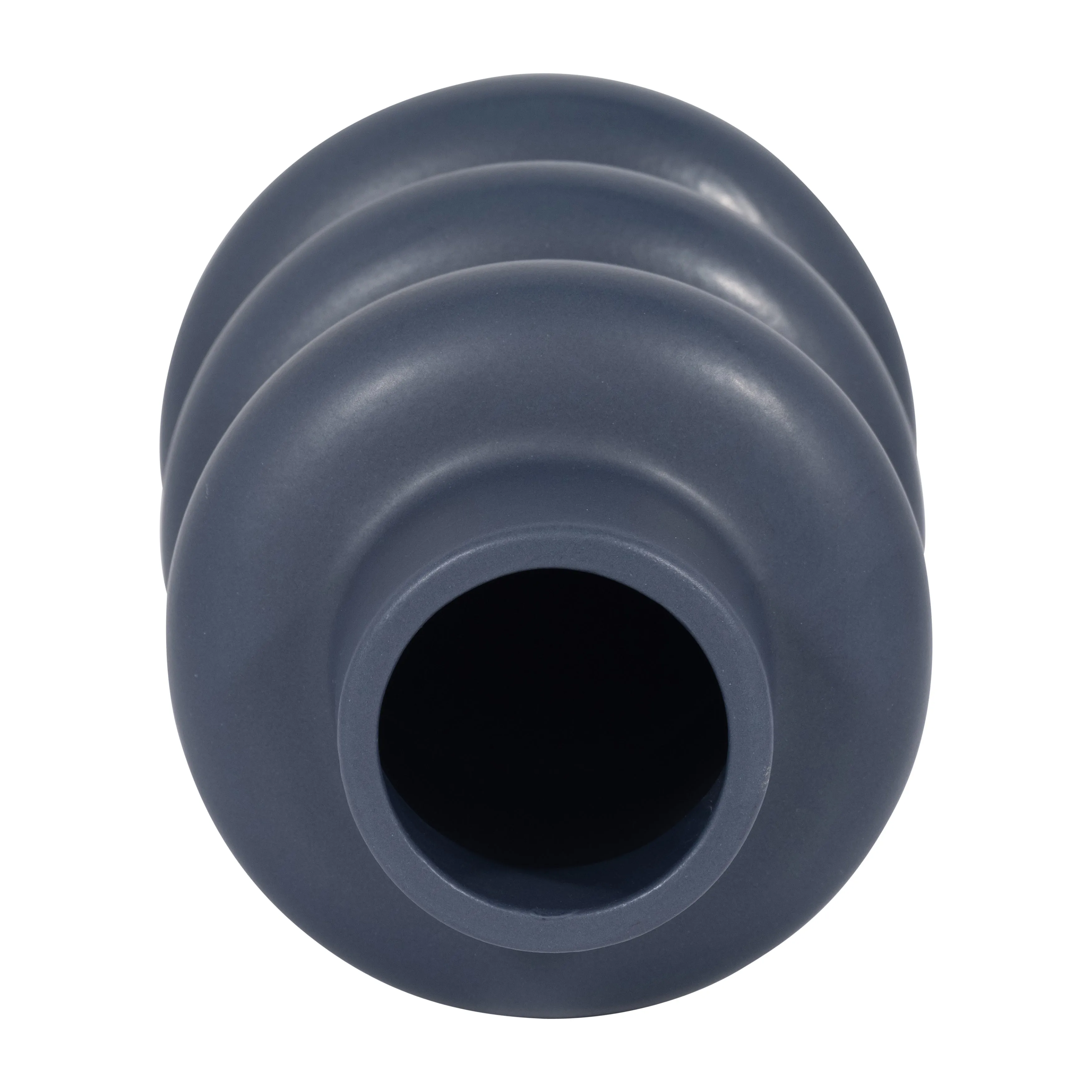 CER, 8" THREE RIBBED VASE, NAVY