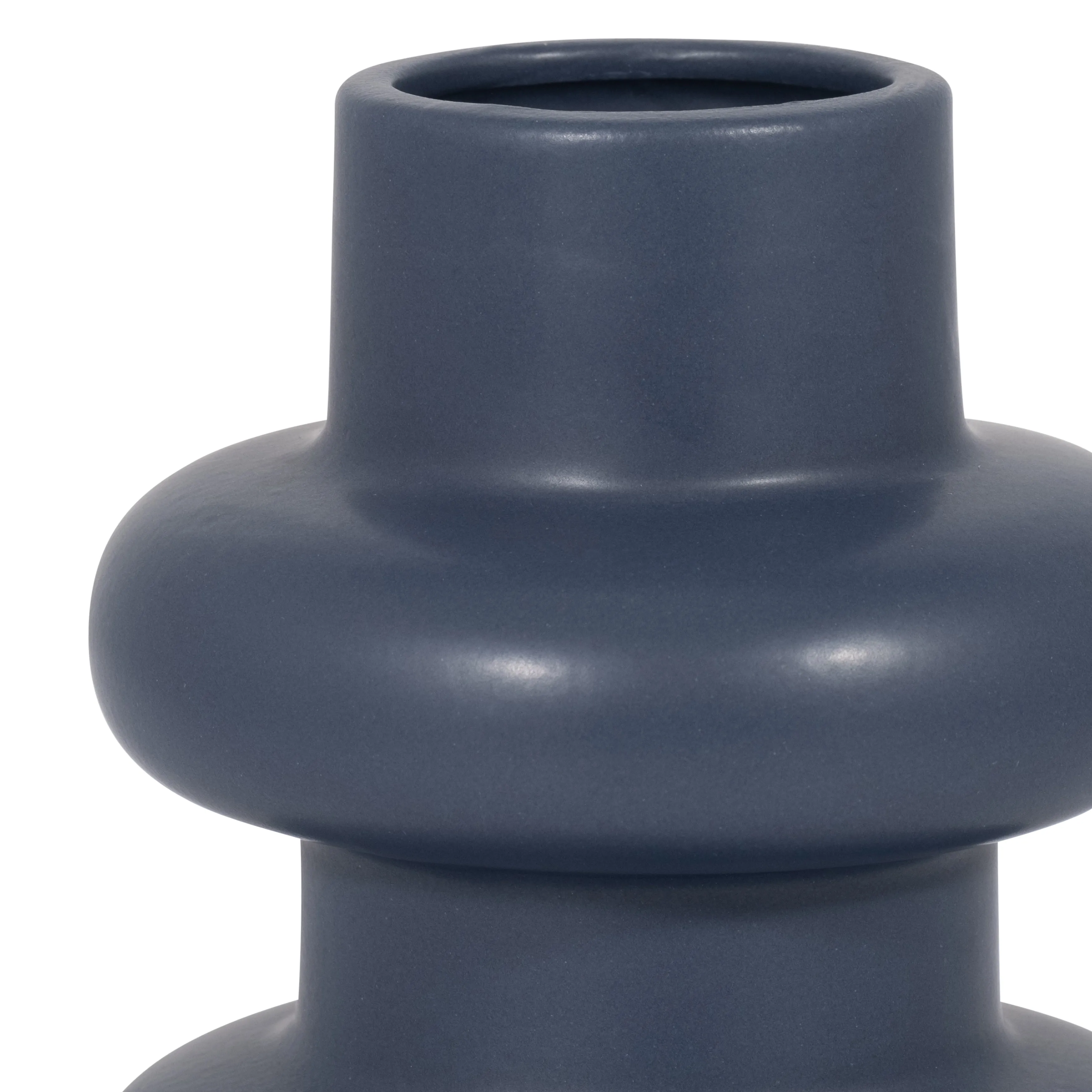 CER, 8" THREE RIBBED VASE, NAVY