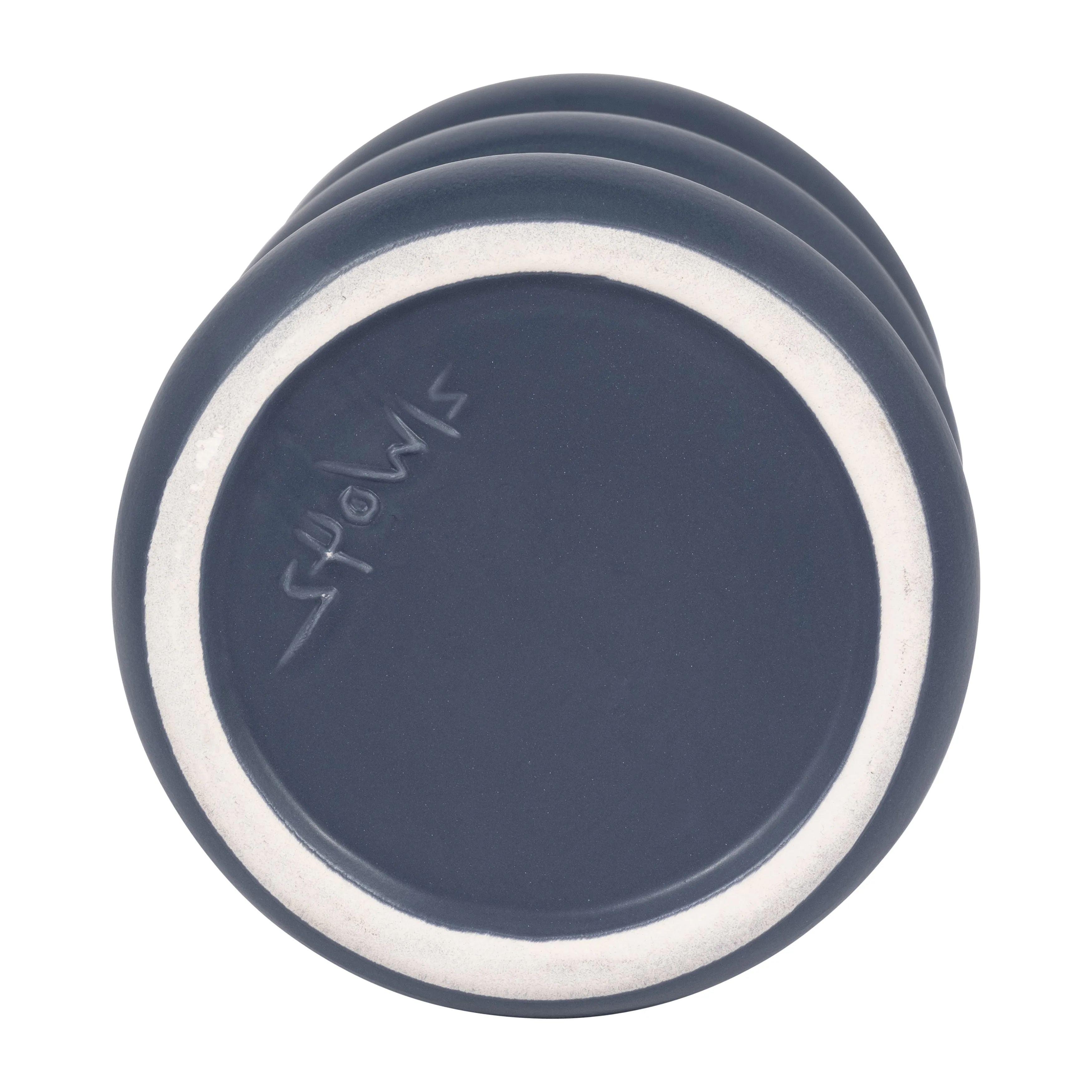 CER, 8" THREE RIBBED VASE, NAVY