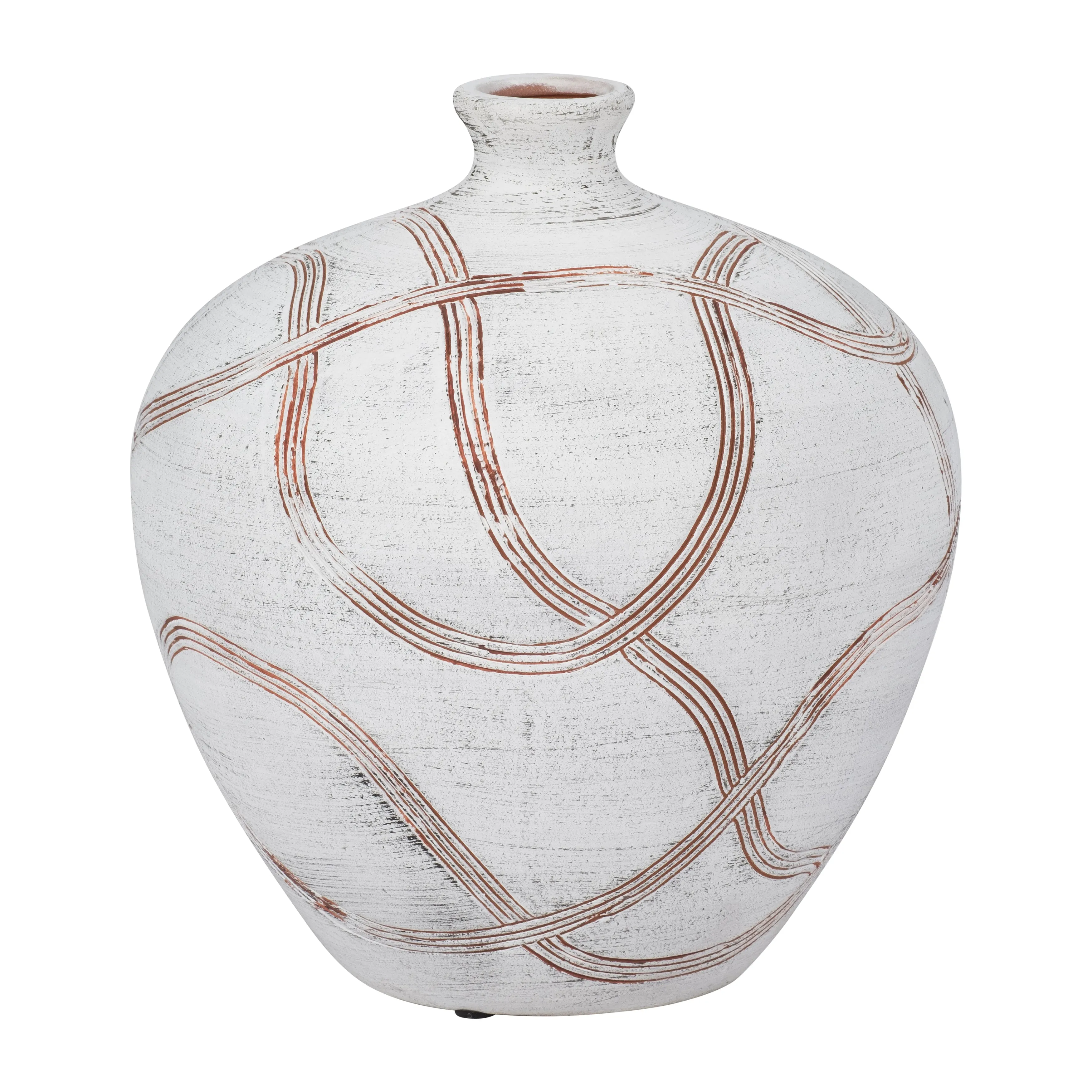 CER, 9" ROUND GLOBAL VASE, WHITE