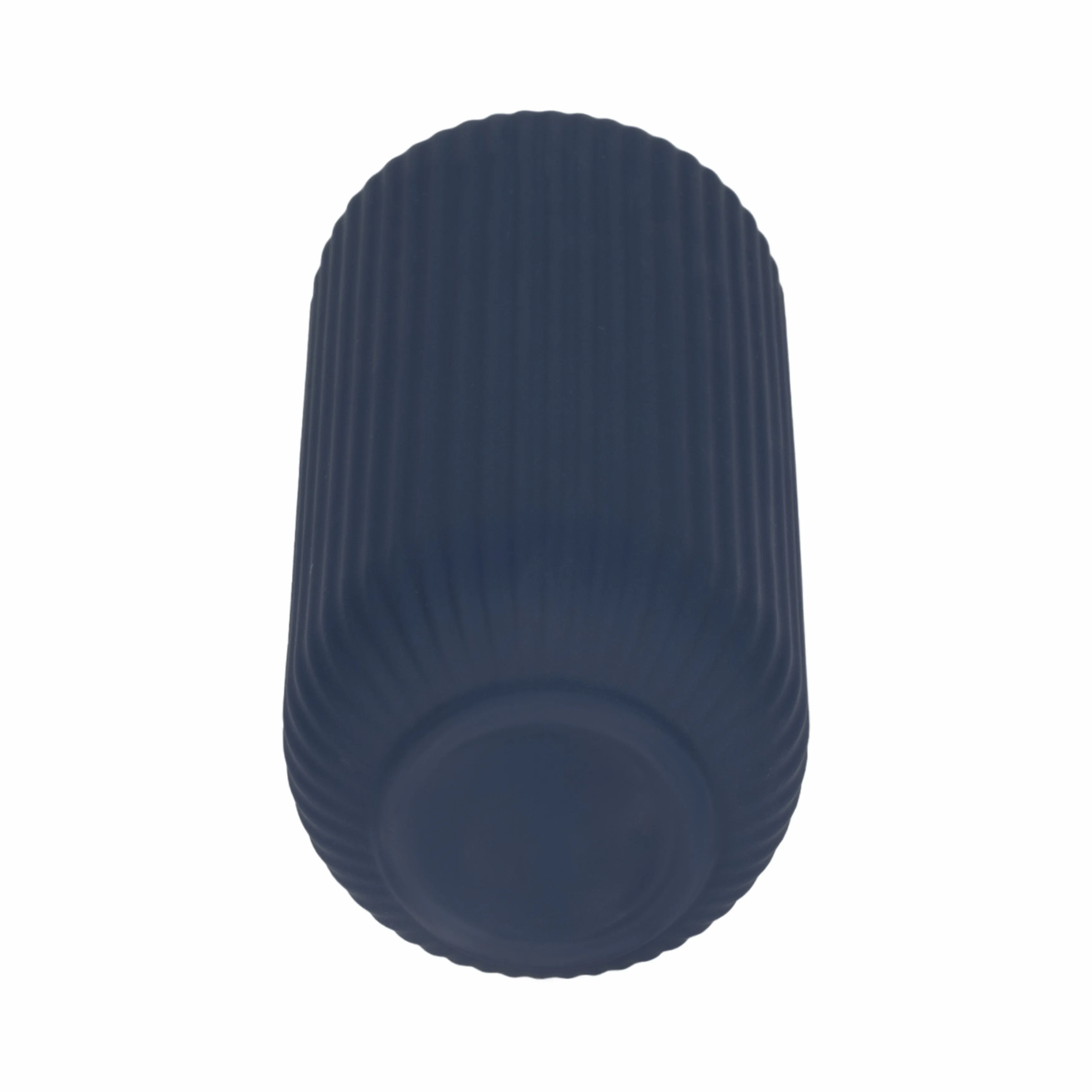 CER, 9"H RIDGED VASE, NAVY