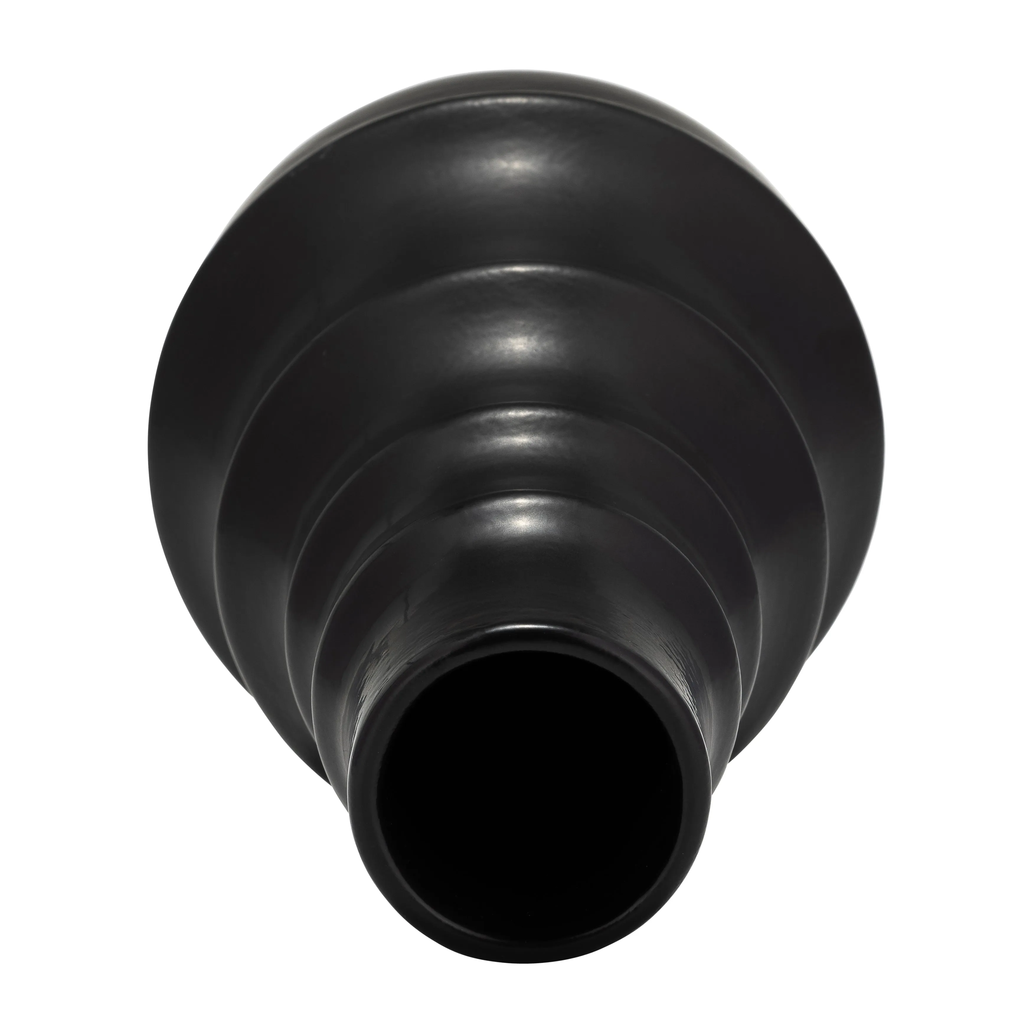 CER,11",RING PATTERN VASE,BLACK