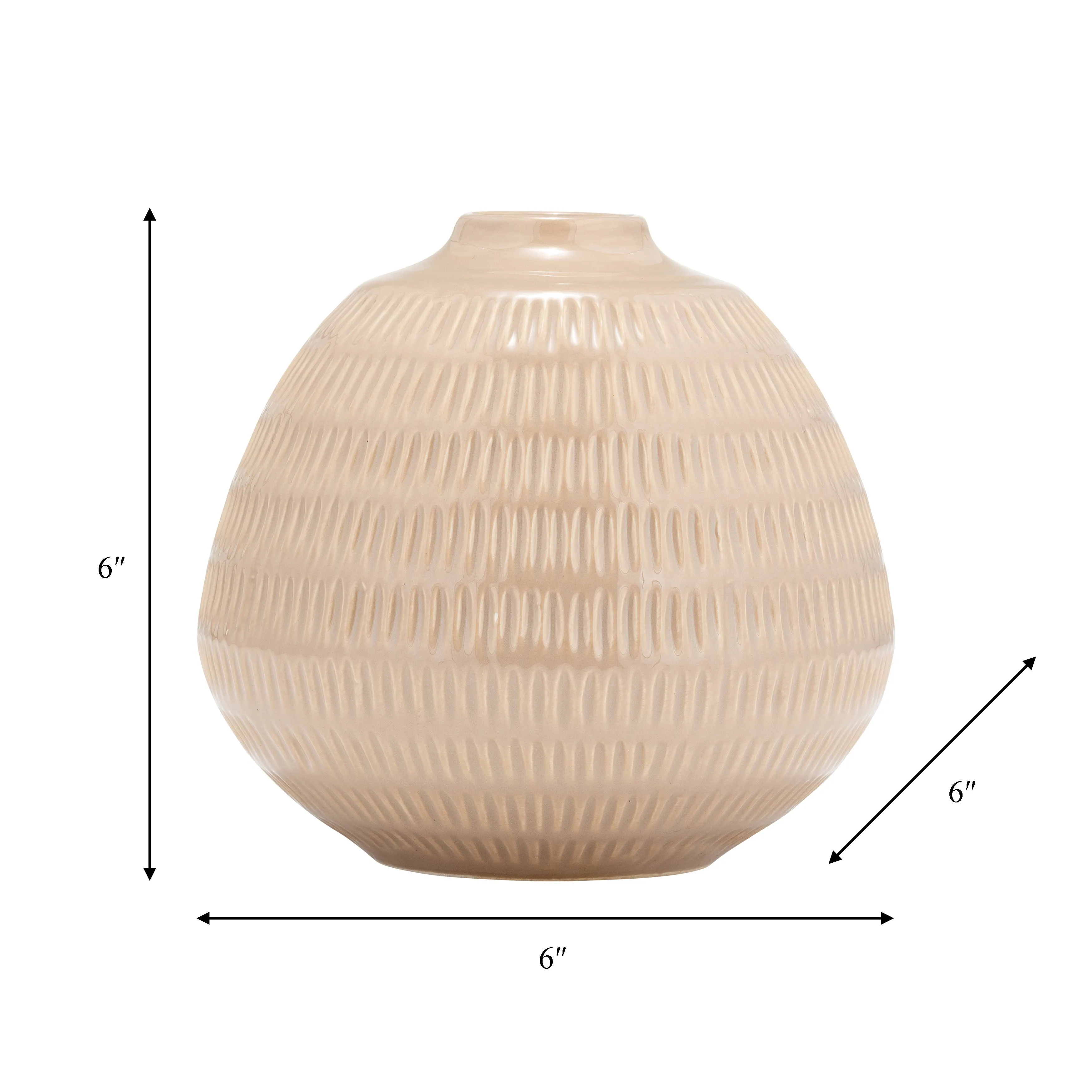 CER,6",STRIPE OVAL VASE,IRISH CREAM