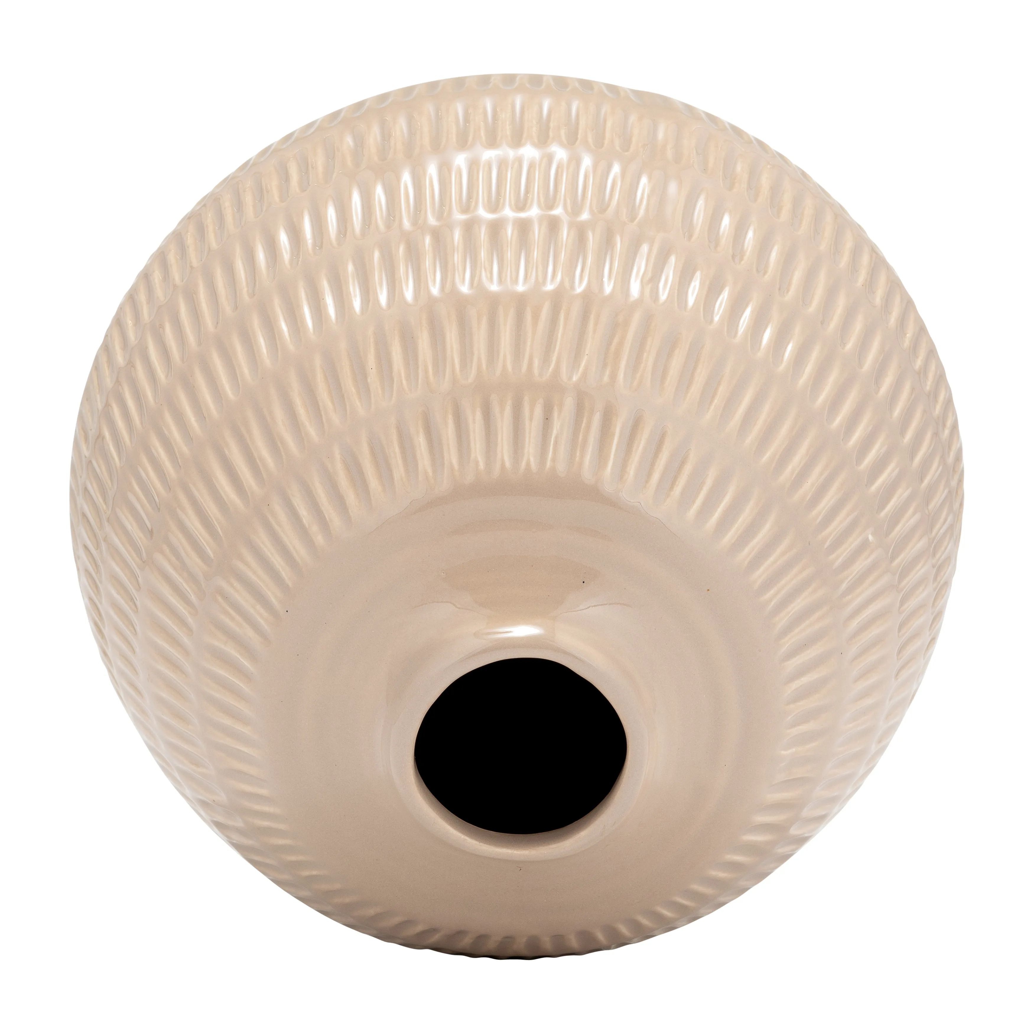 CER,6",STRIPE OVAL VASE,IRISH CREAM