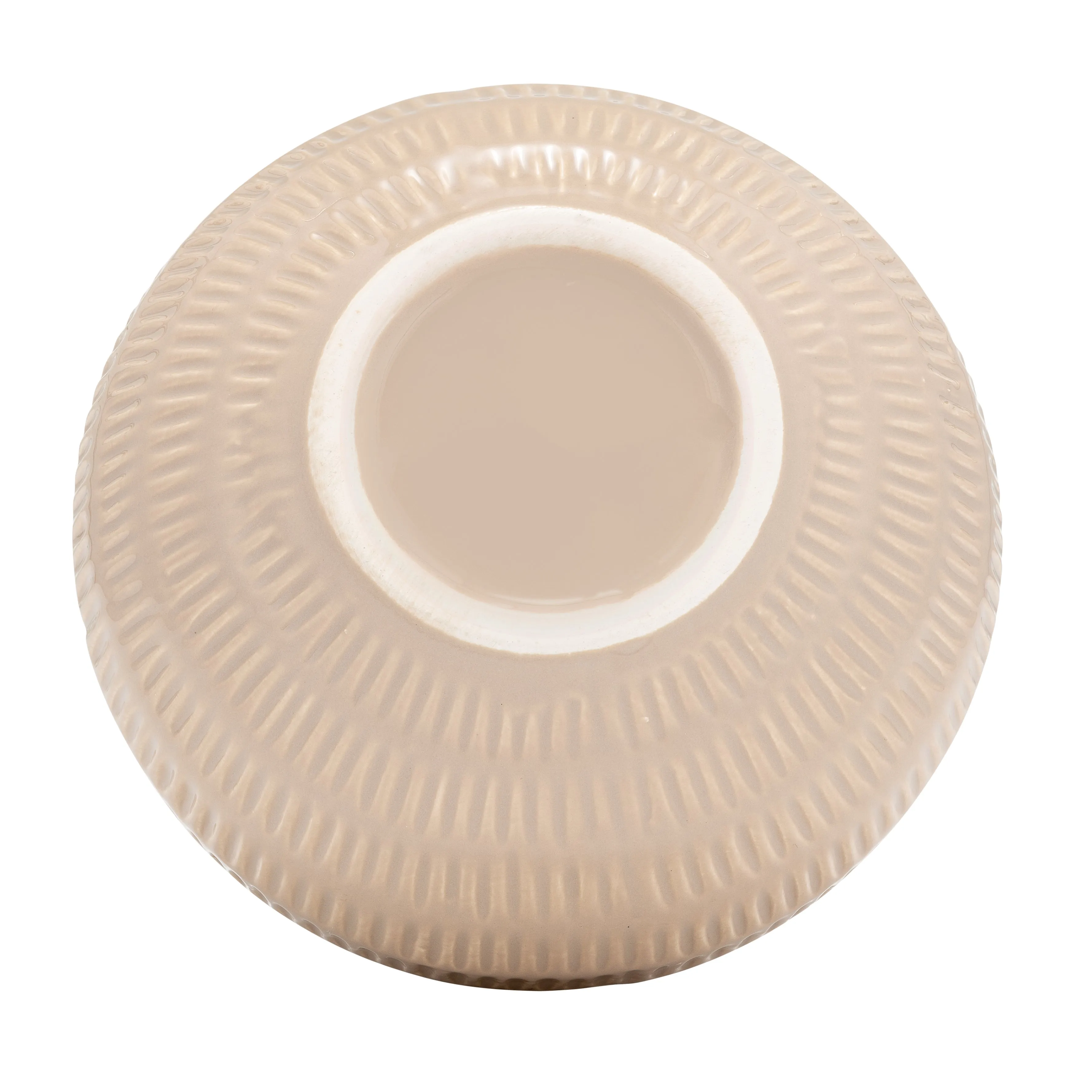 CER,6",STRIPE OVAL VASE,IRISH CREAM