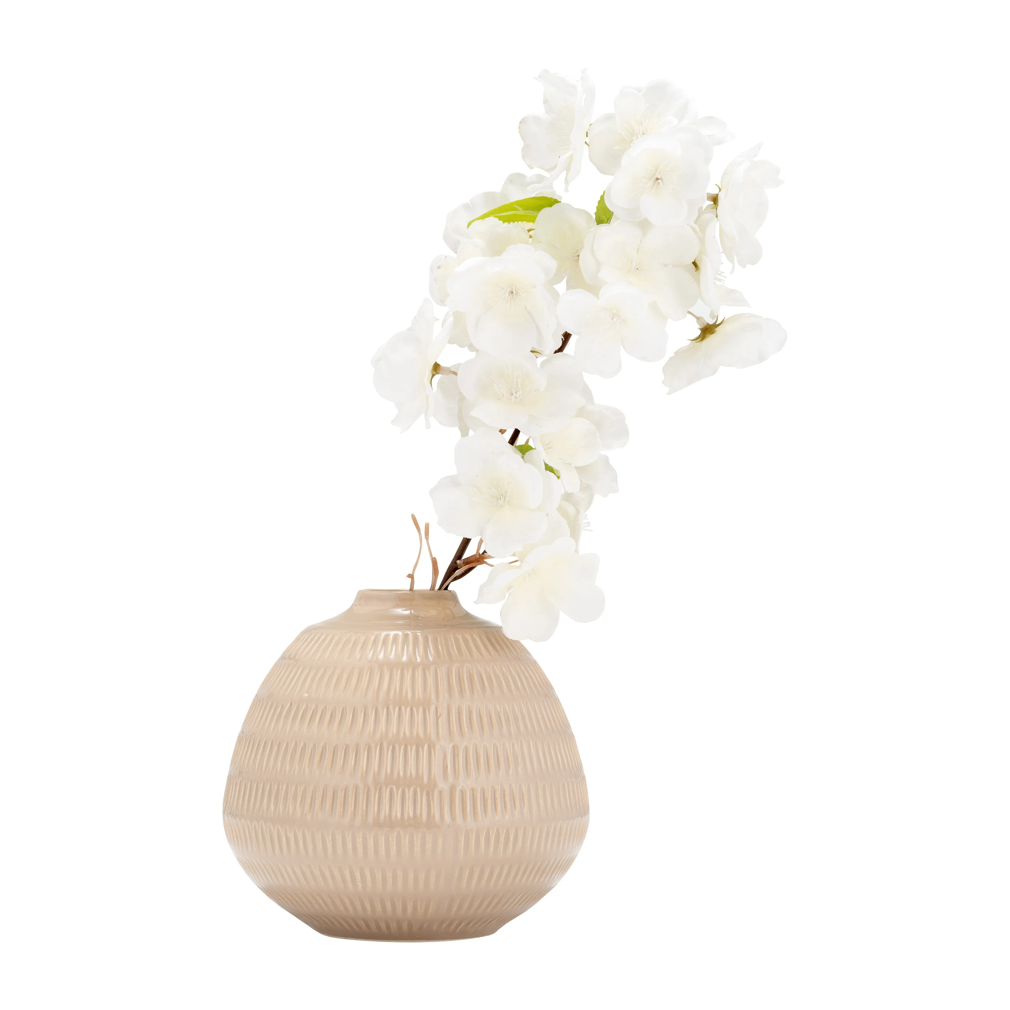 CER,6",STRIPE OVAL VASE,IRISH CREAM