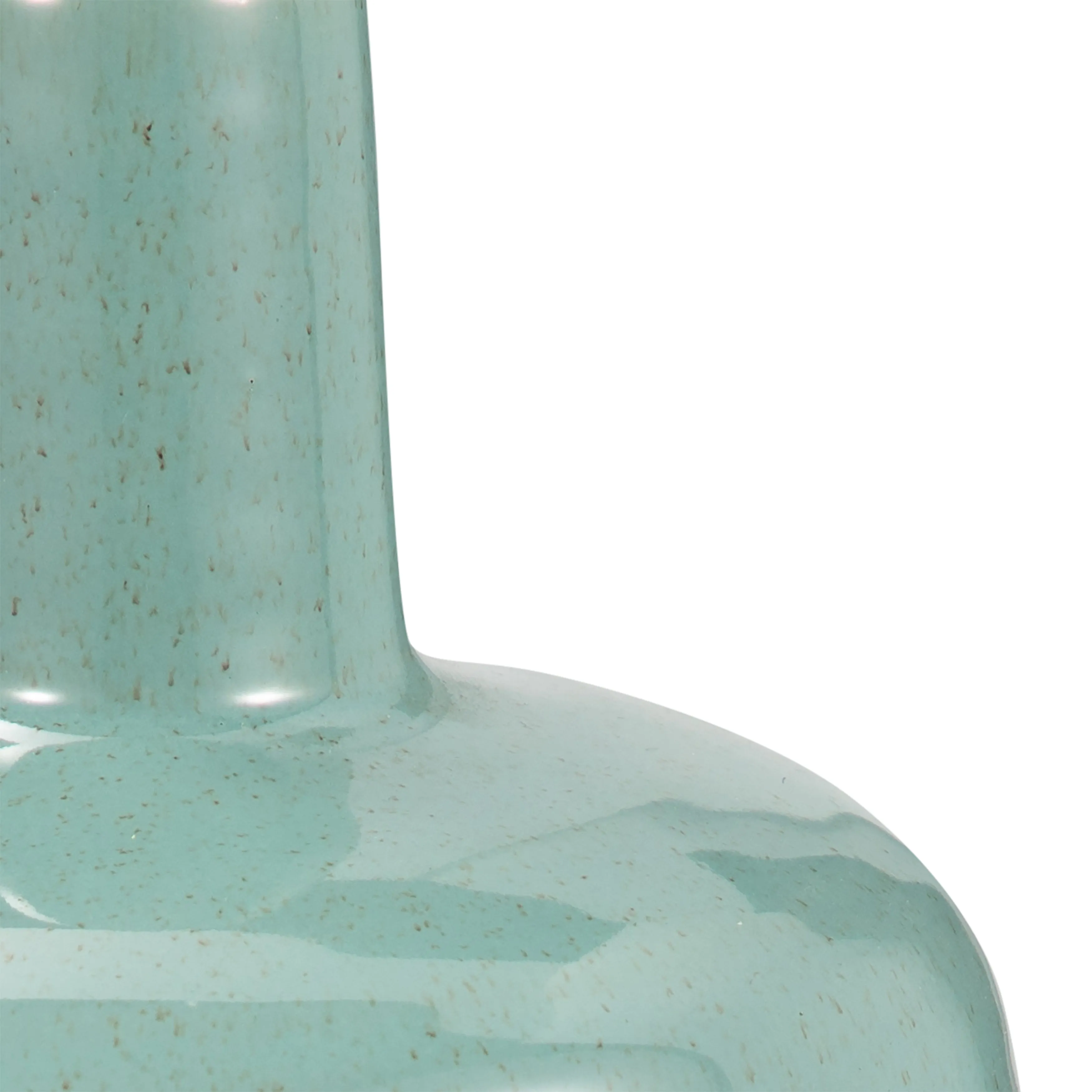 CERAMIC 13", TRI-COLORED SPECKLED VASE, AQUA GRN