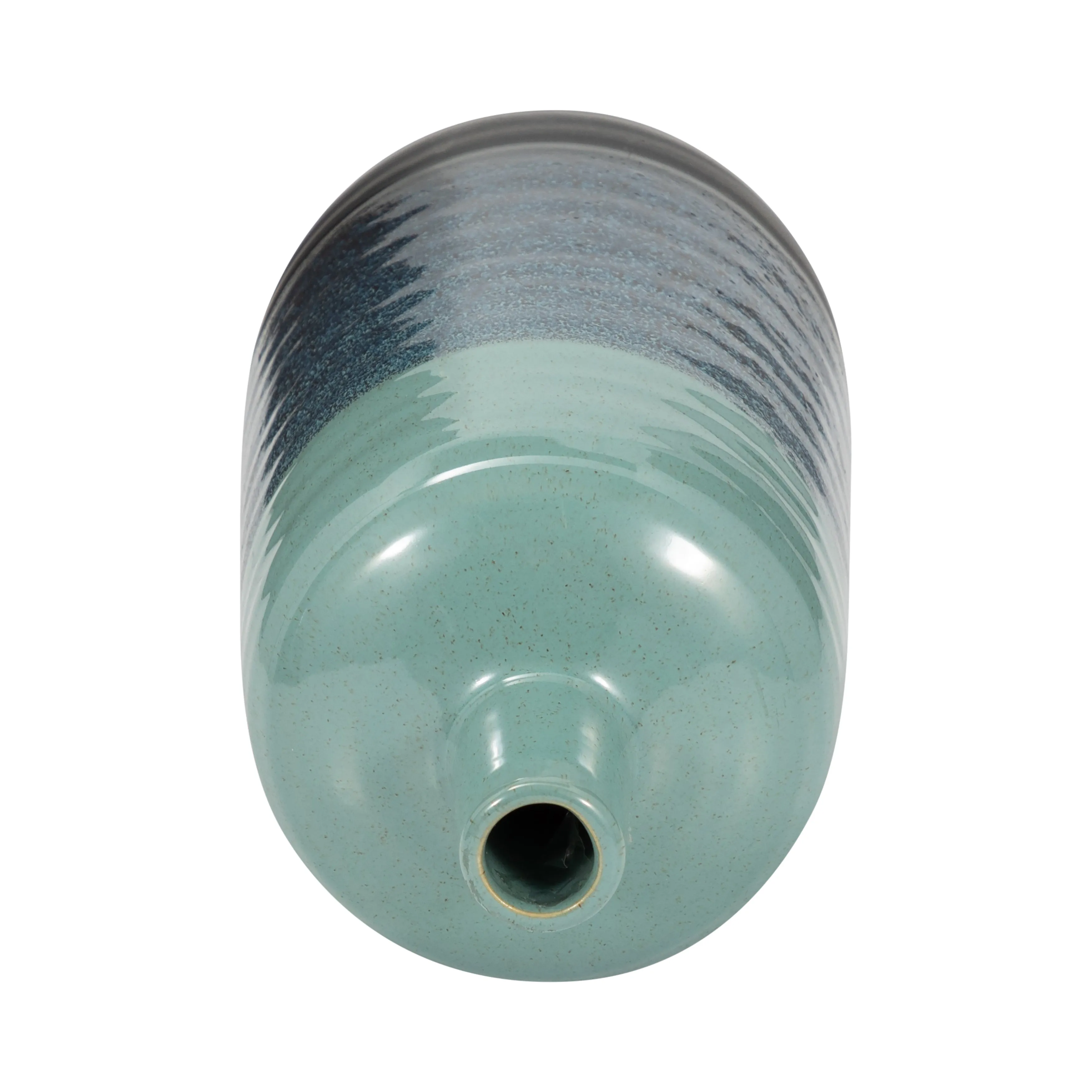 CERAMIC 13", TRI-COLORED SPECKLED VASE, AQUA GRN