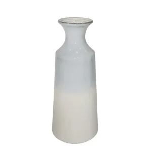 CERAMIC 15.5" VASE, BLUE/WHITE