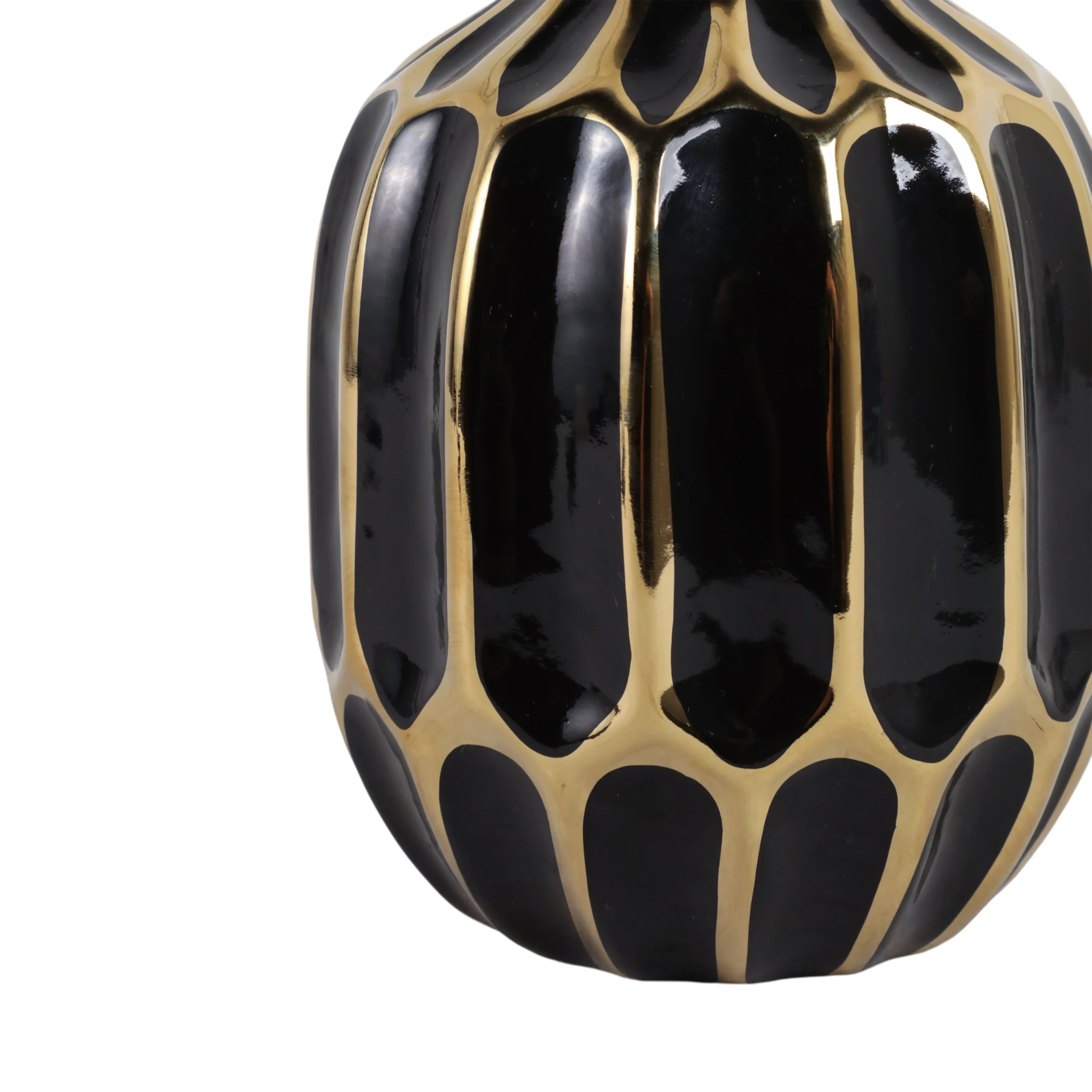 CERAMIC VASE 8", BLACK/GOLD