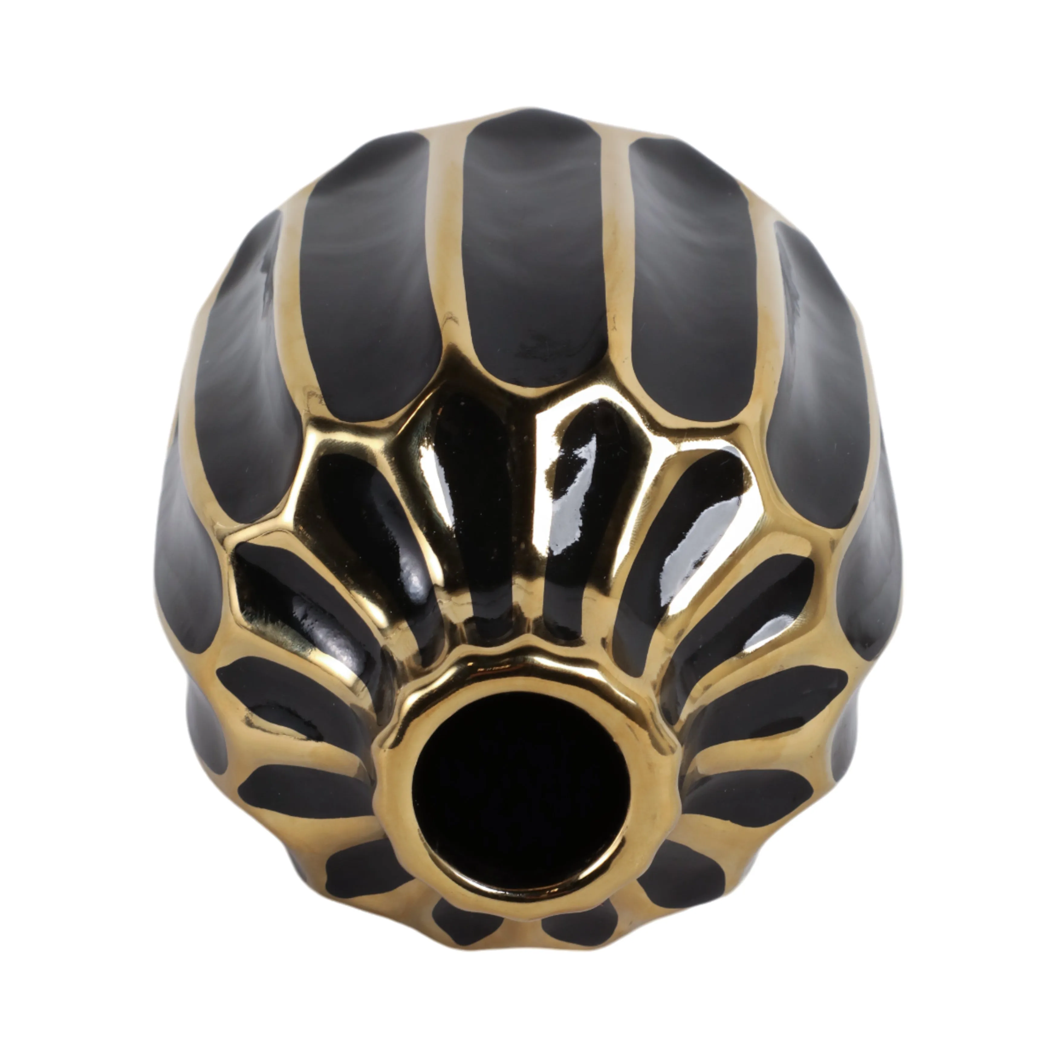 CERAMIC VASE 8", BLACK/GOLD