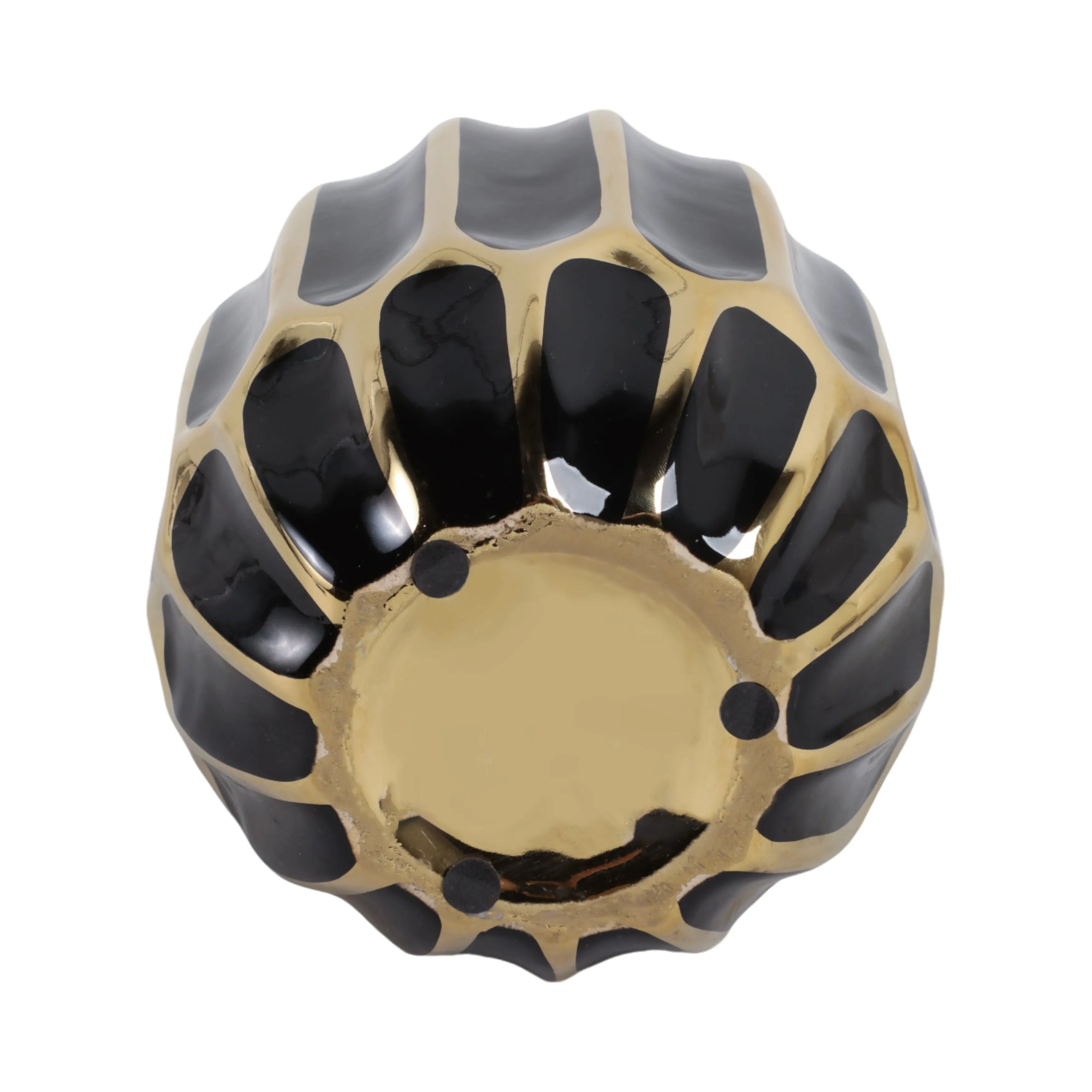 CERAMIC VASE 8", BLACK/GOLD
