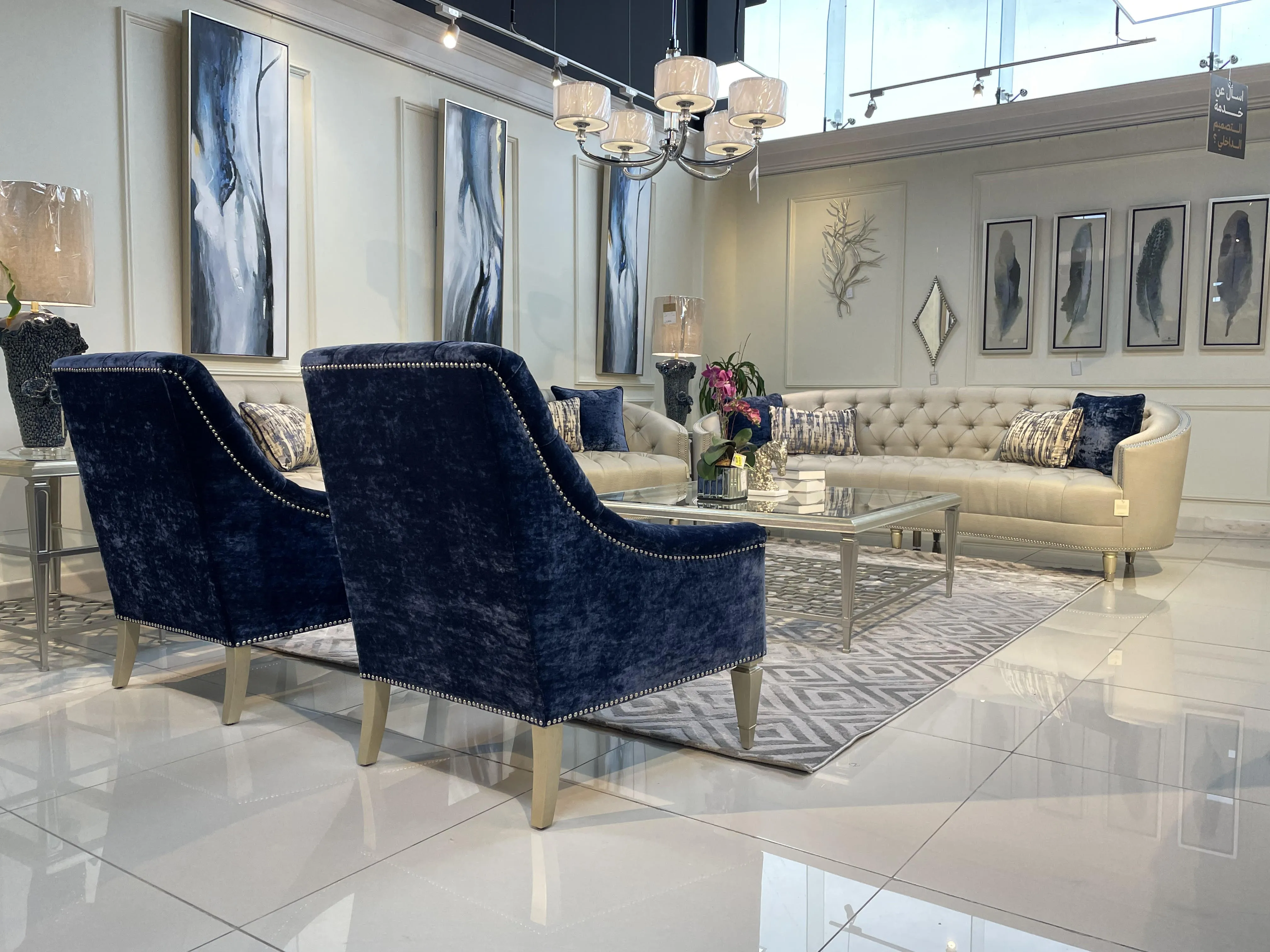 Classic Elegance -Tufted Chair (Dark Blue)