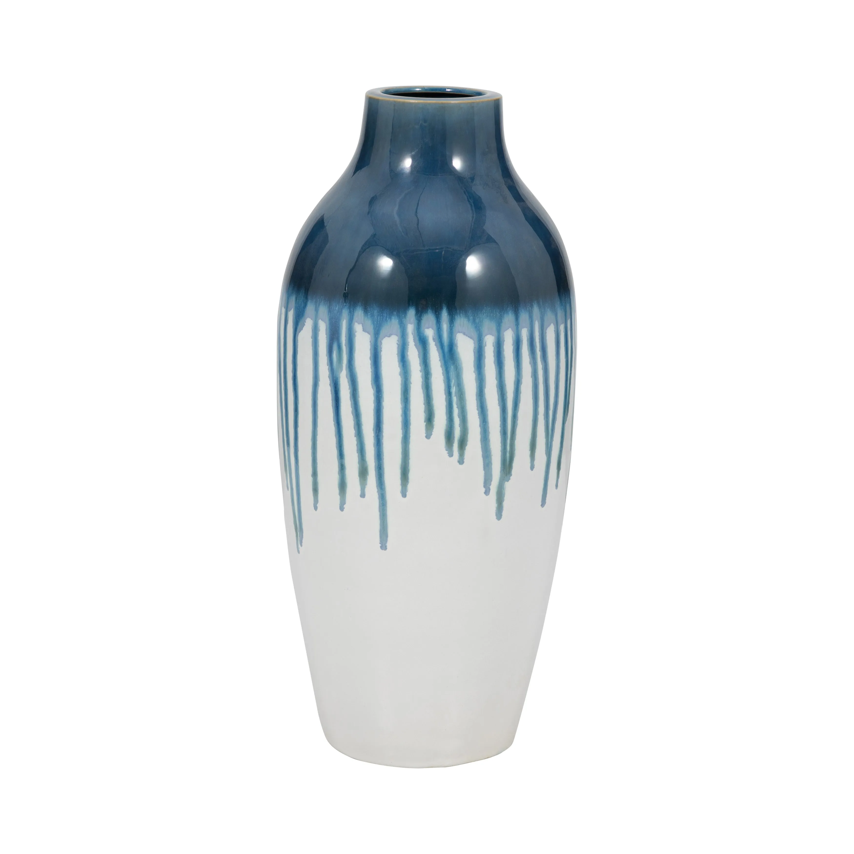 CLAY, 19" DRIP VASE, BLUE/WHITE