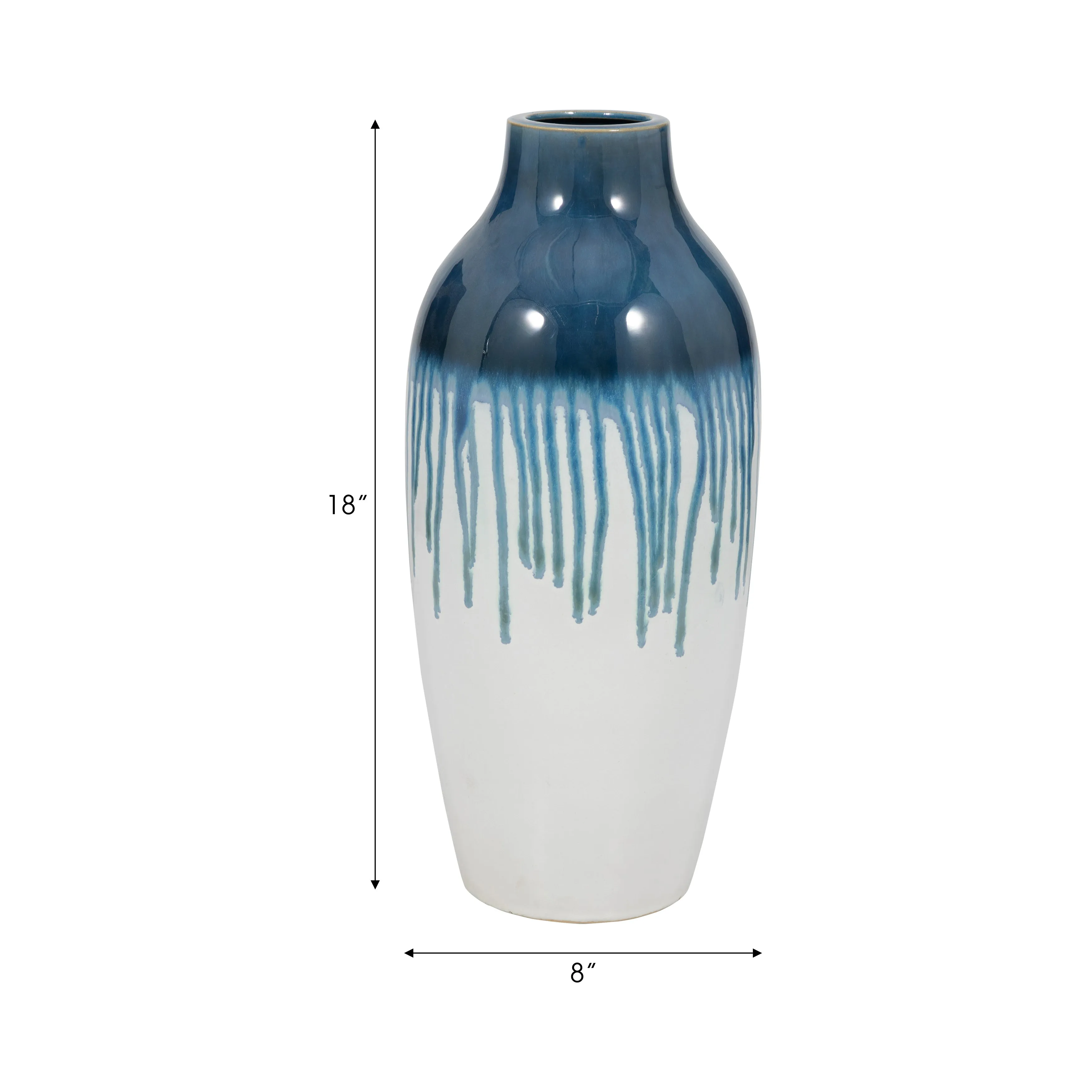 CLAY, 19" DRIP VASE, BLUE/WHITE