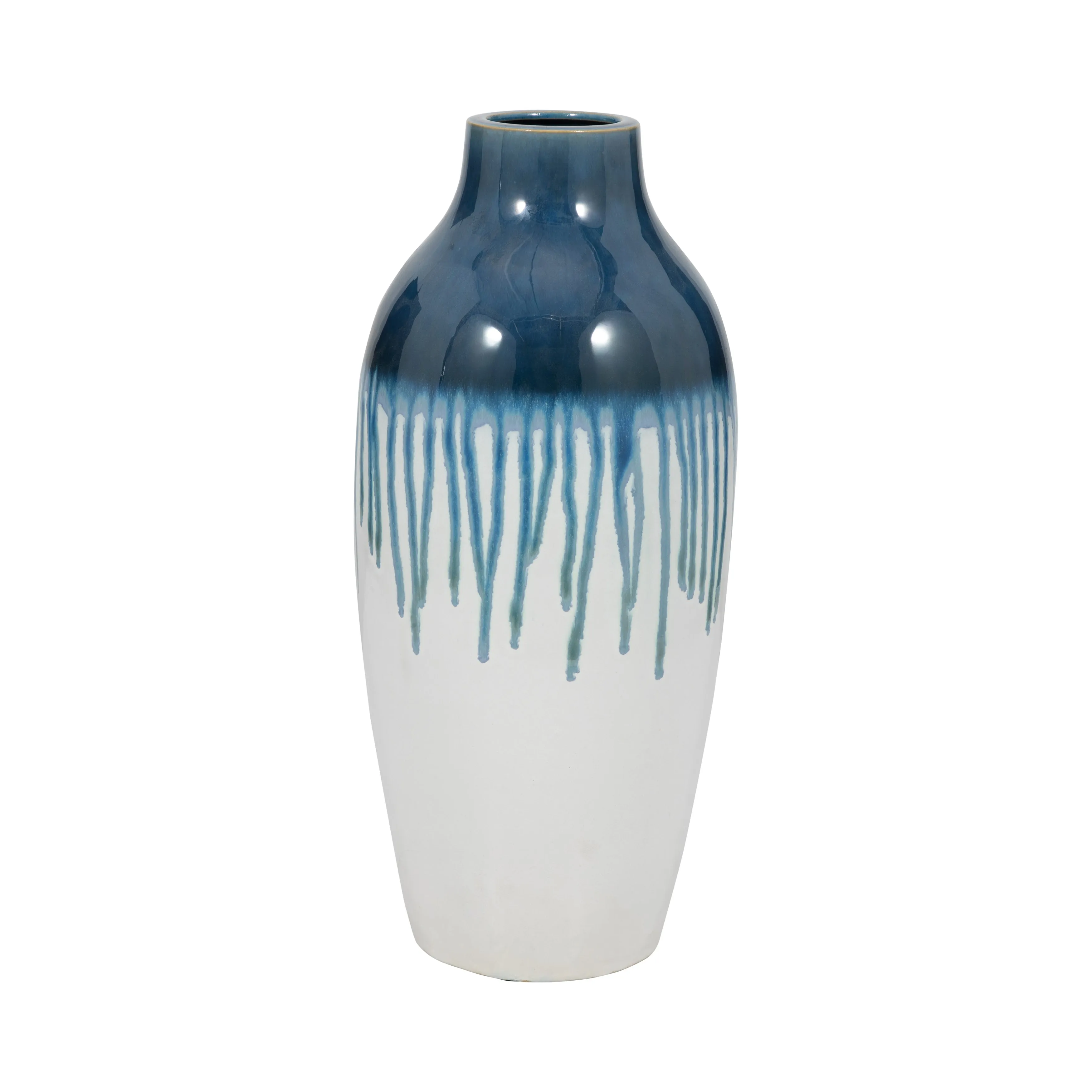 CLAY, 19" DRIP VASE, BLUE/WHITE