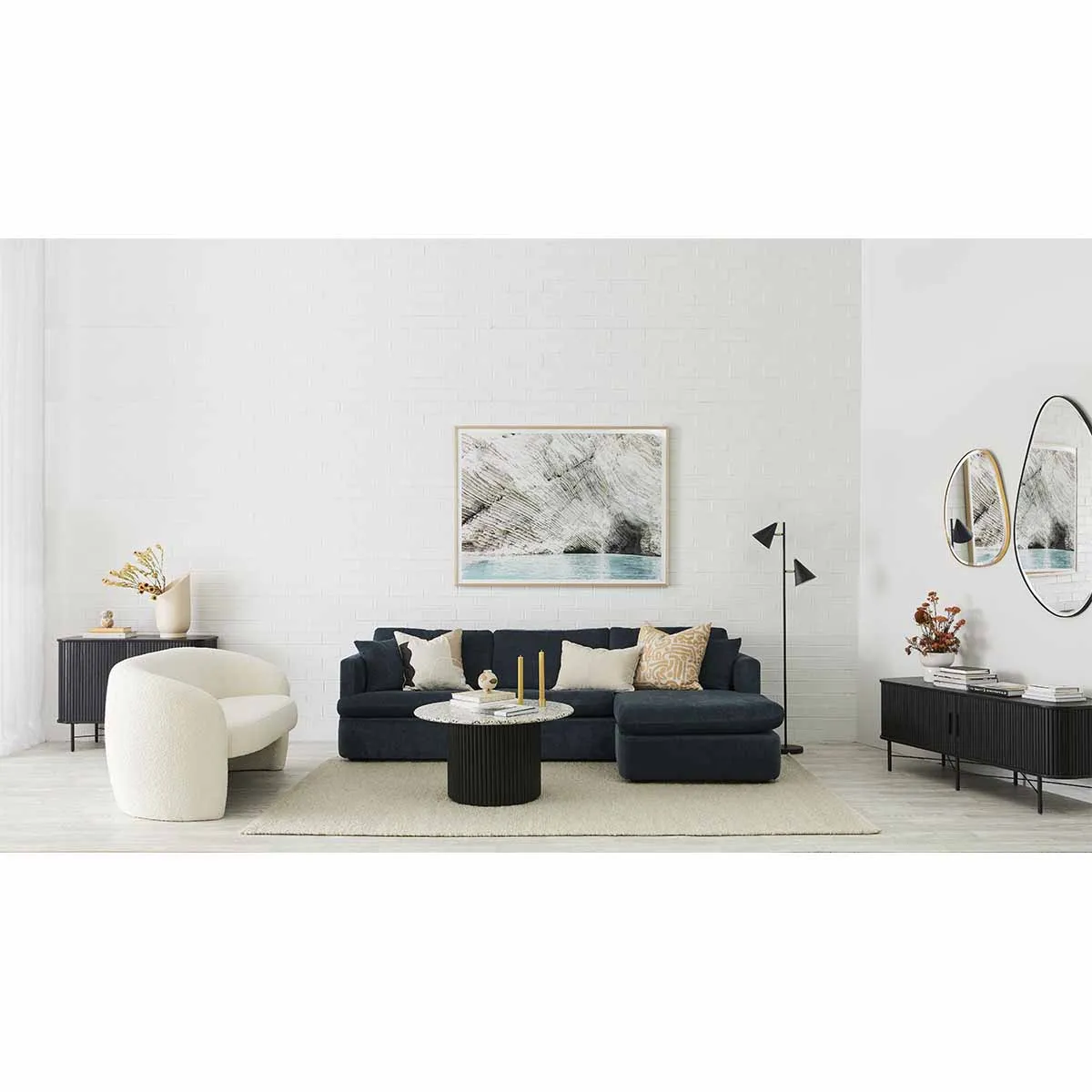 Cosmos Coffee Table (Black, Terrazzo, 85cm)
