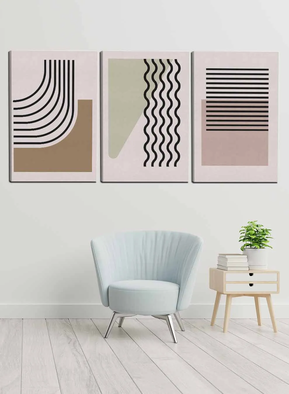 Curves Lines Paintings(set of 3)