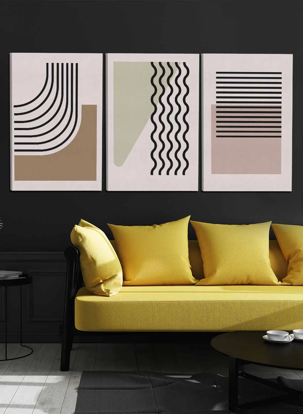 Curves Lines Paintings(set of 3)