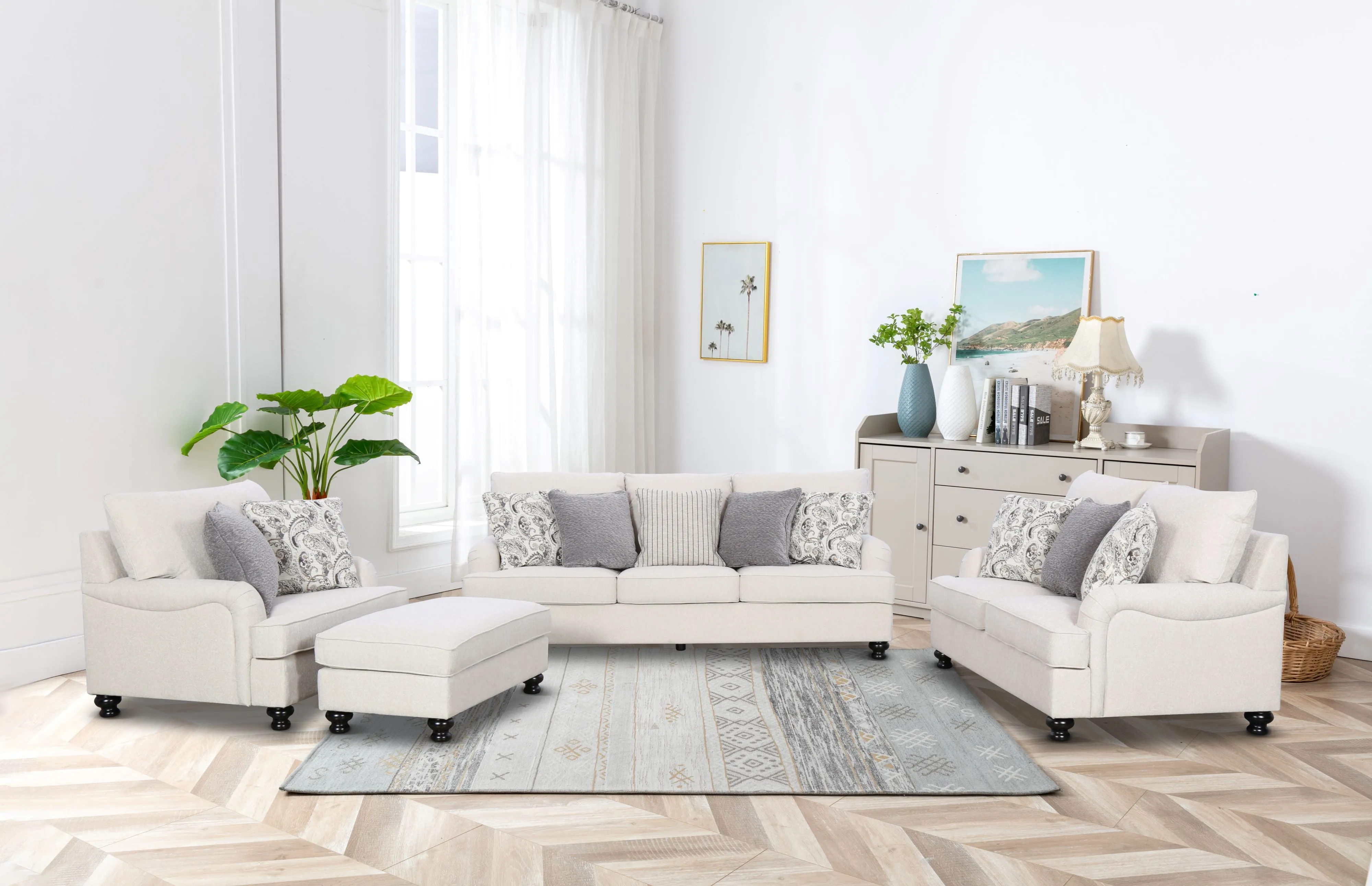 Denise Beige Ottoman