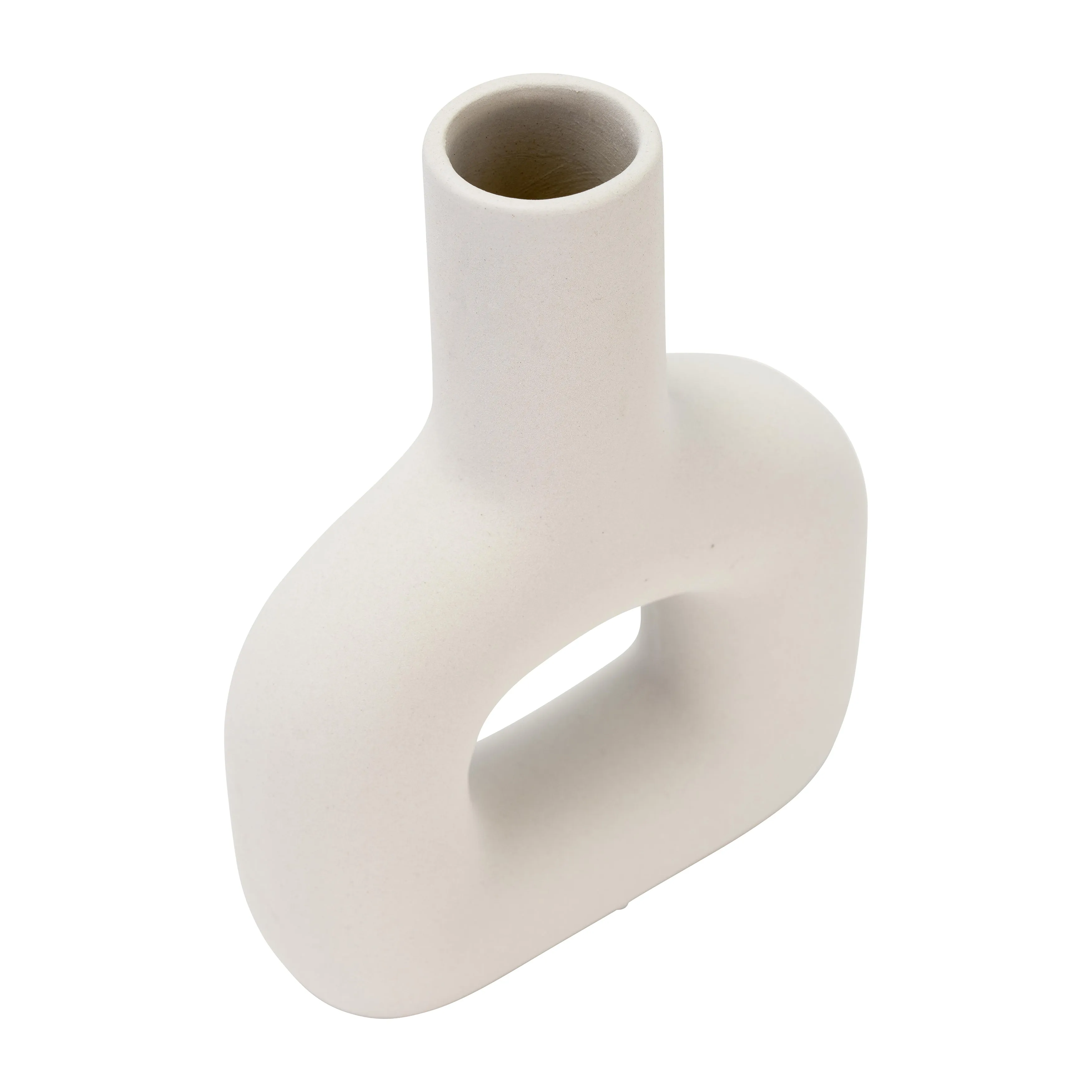 DOL, 8" OPEN CUT VASE, WHITE