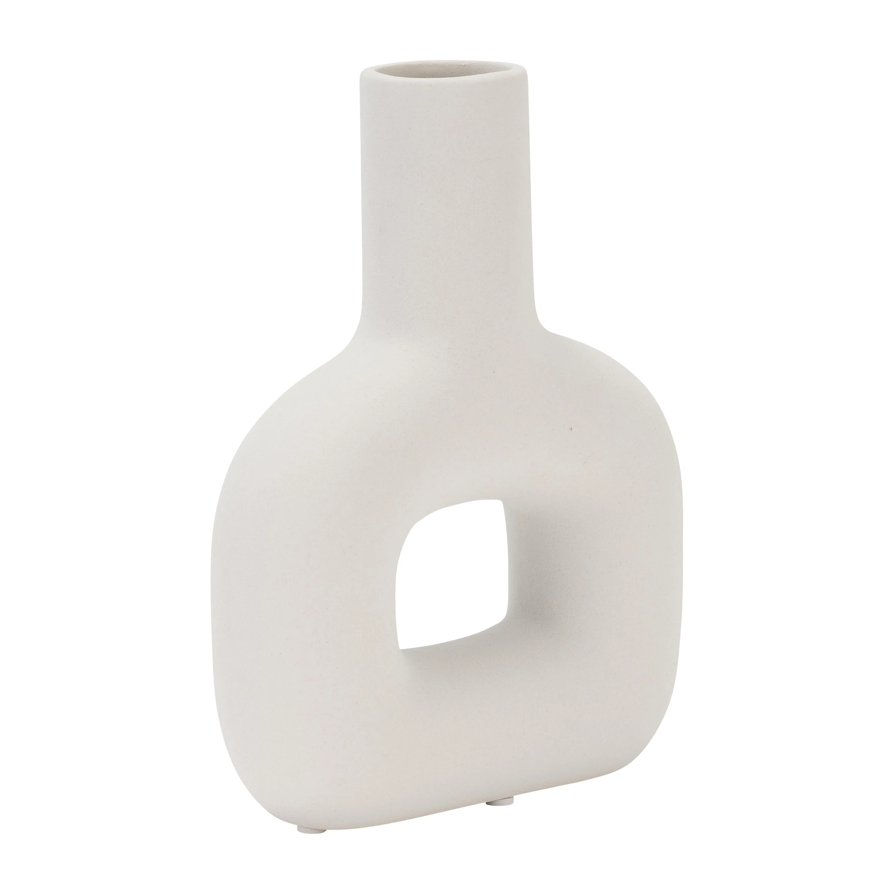 DOL, 8" OPEN CUT VASE, WHITE
