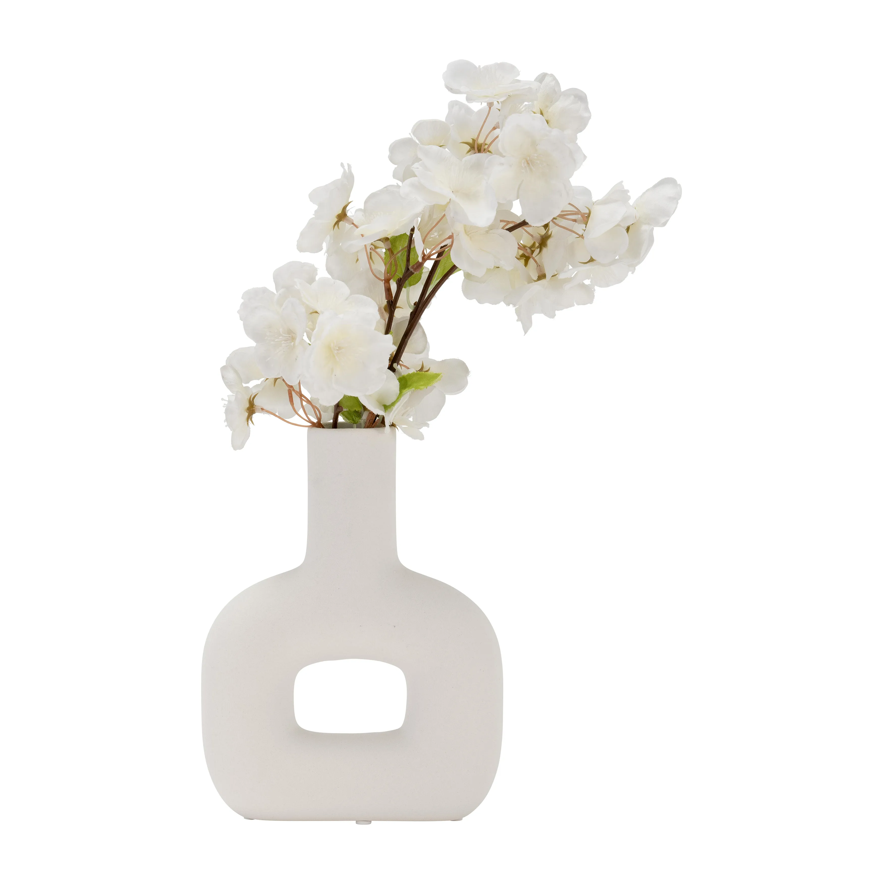 DOL, 8" OPEN CUT VASE, WHITE