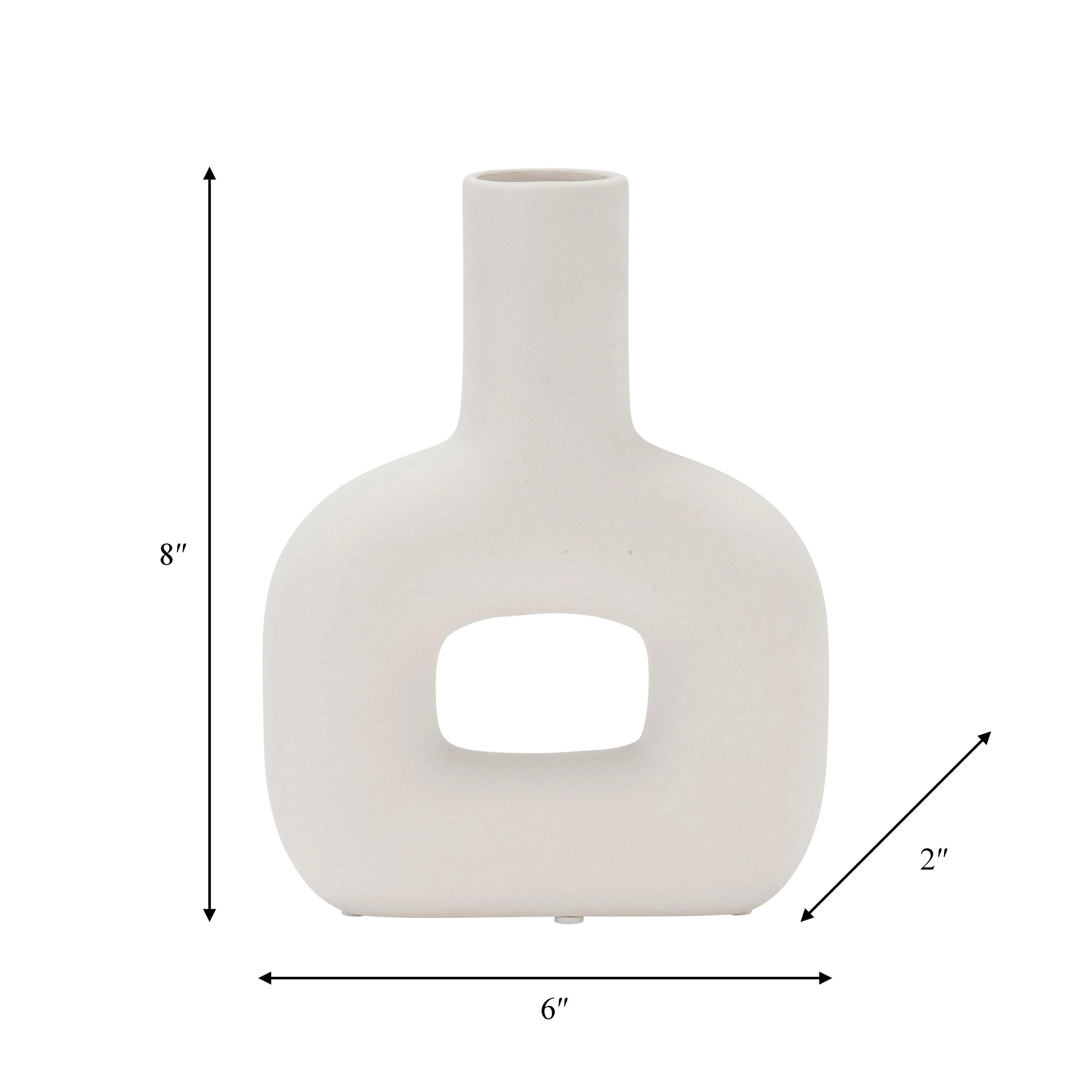 DOL, 8" OPEN CUT VASE, WHITE