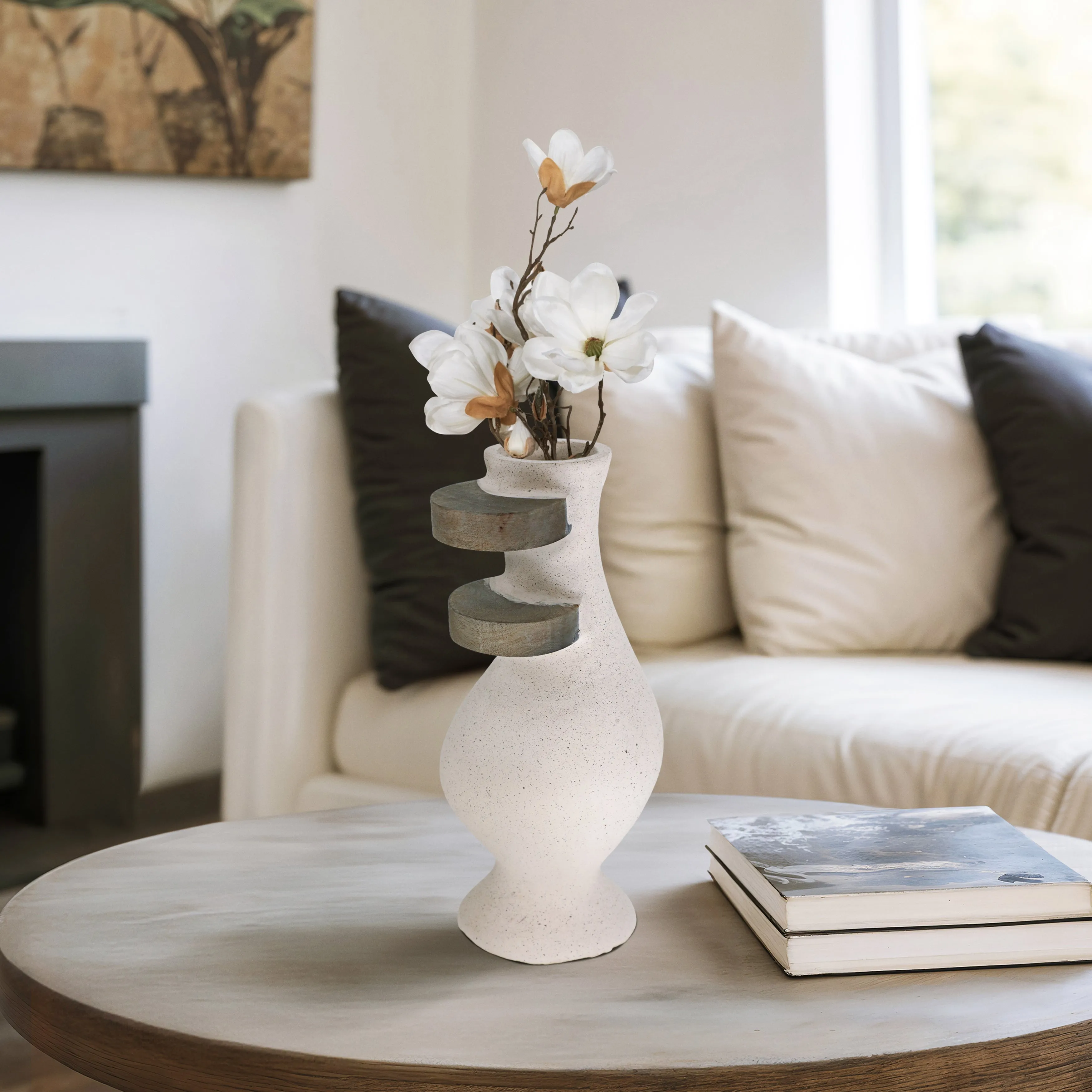 Ecomix, 15" Abstract Vase, Ivory