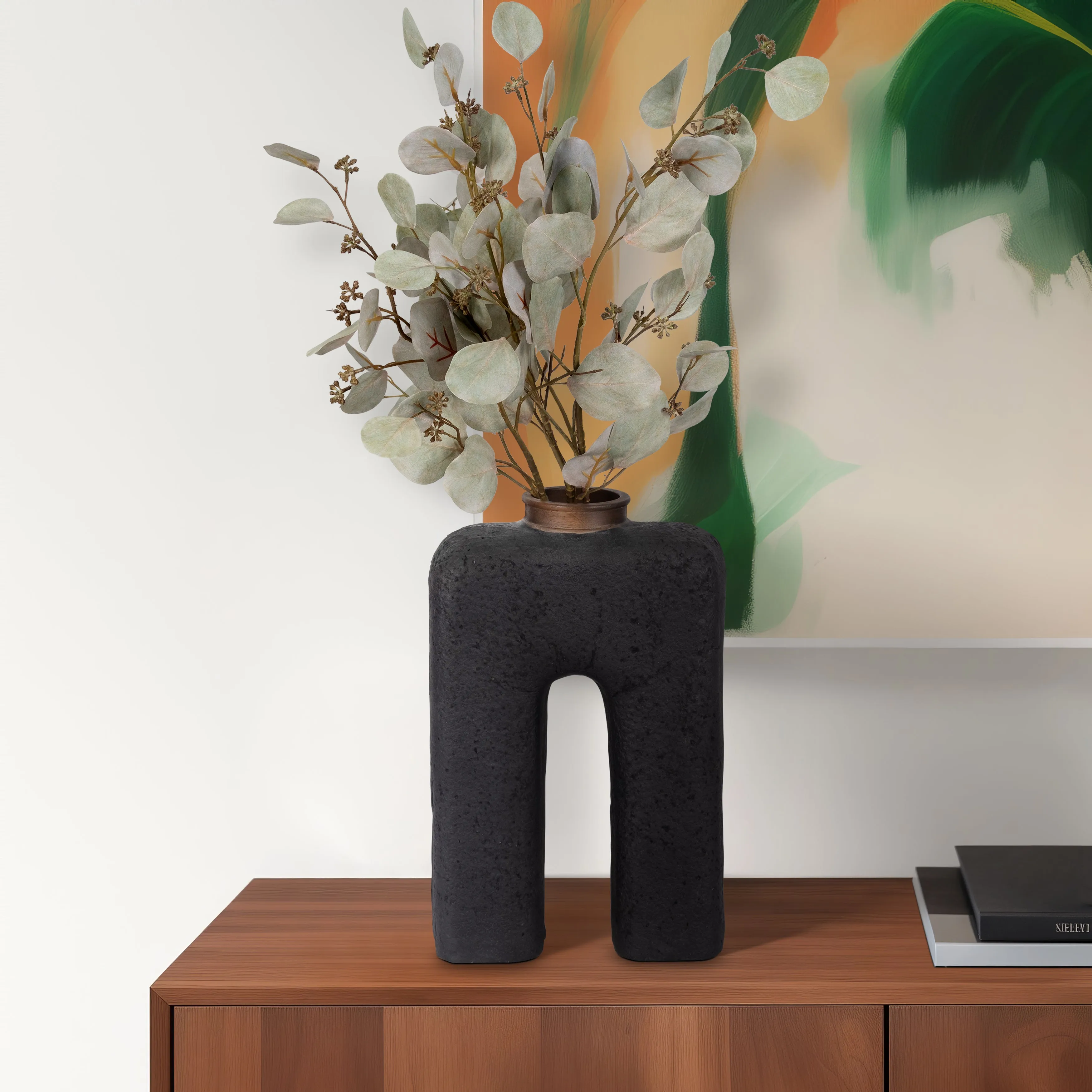 Ecomix, 15"H Abstract Vase, Black