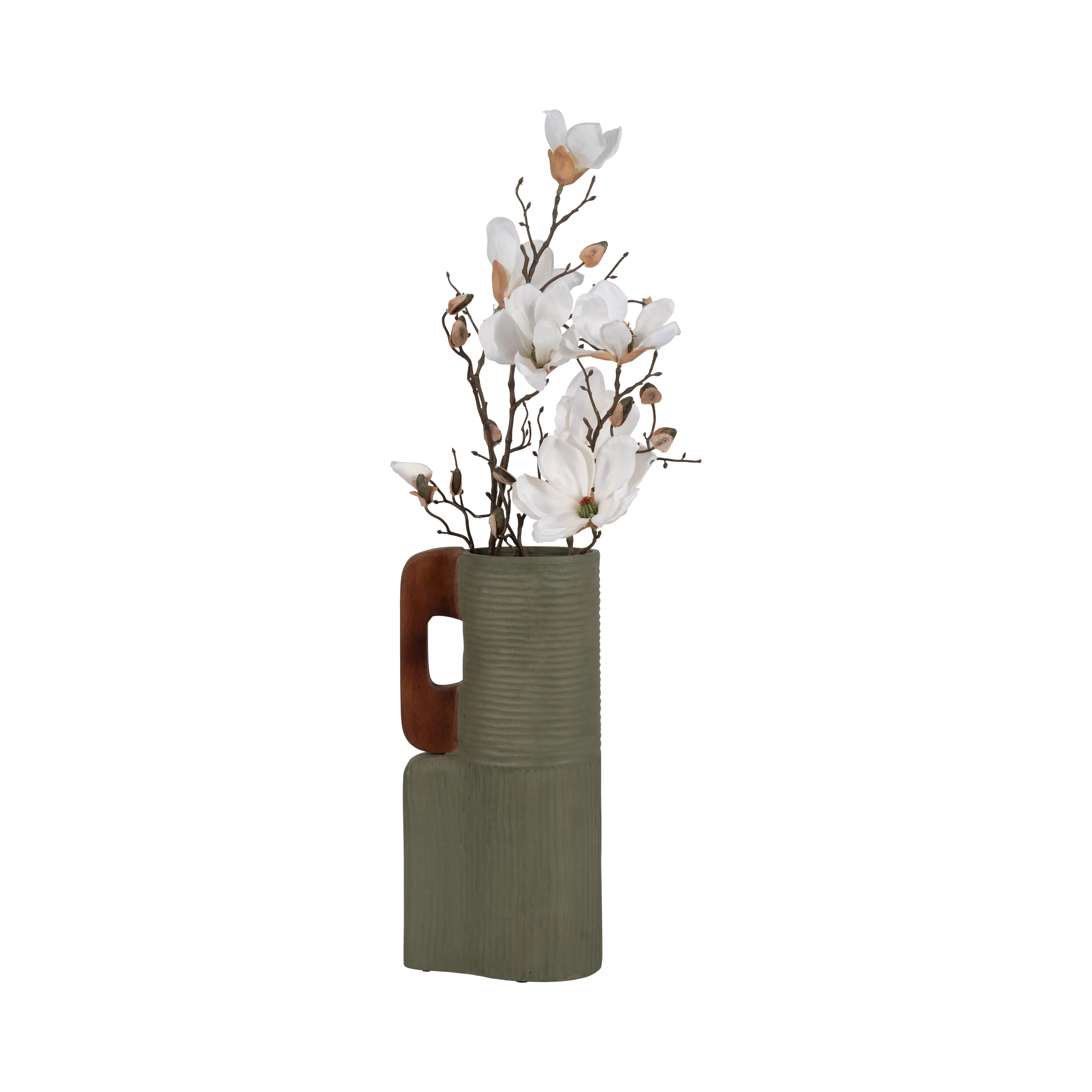 ECOMIX, 17" VASE WITH HANDLES, SAGE GREEN