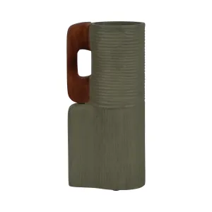 ECOMIX, 17" VASE WITH HANDLES, SAGE GREEN