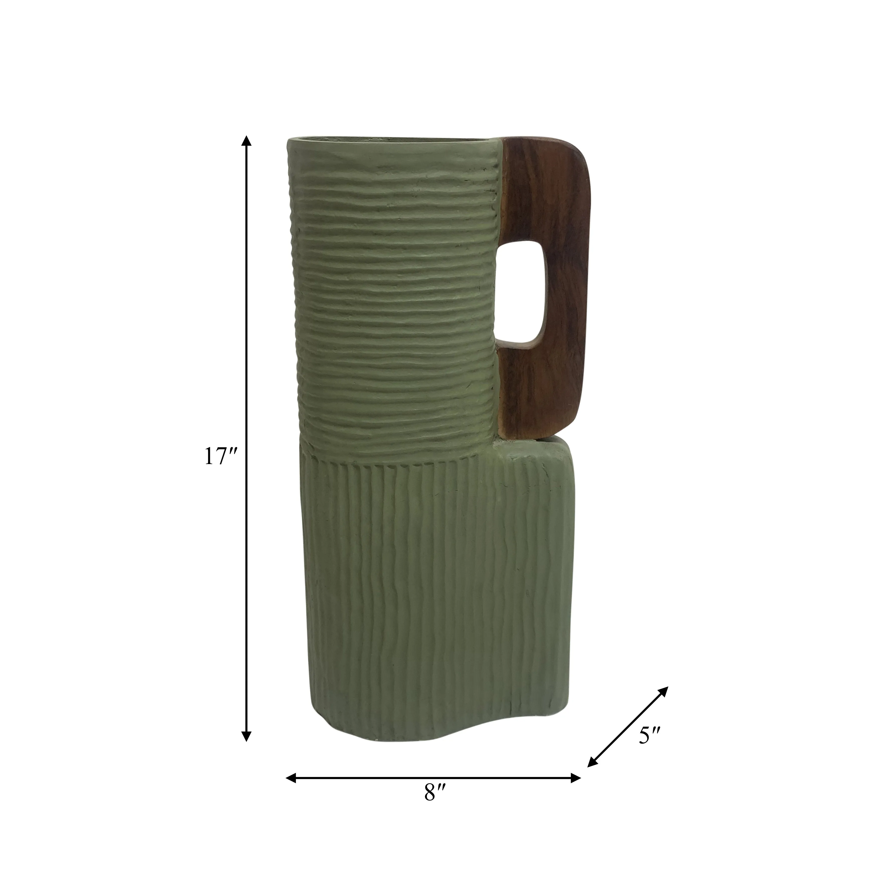 ECOMIX, 17" VASE WITH HANDLES, SAGE GREEN