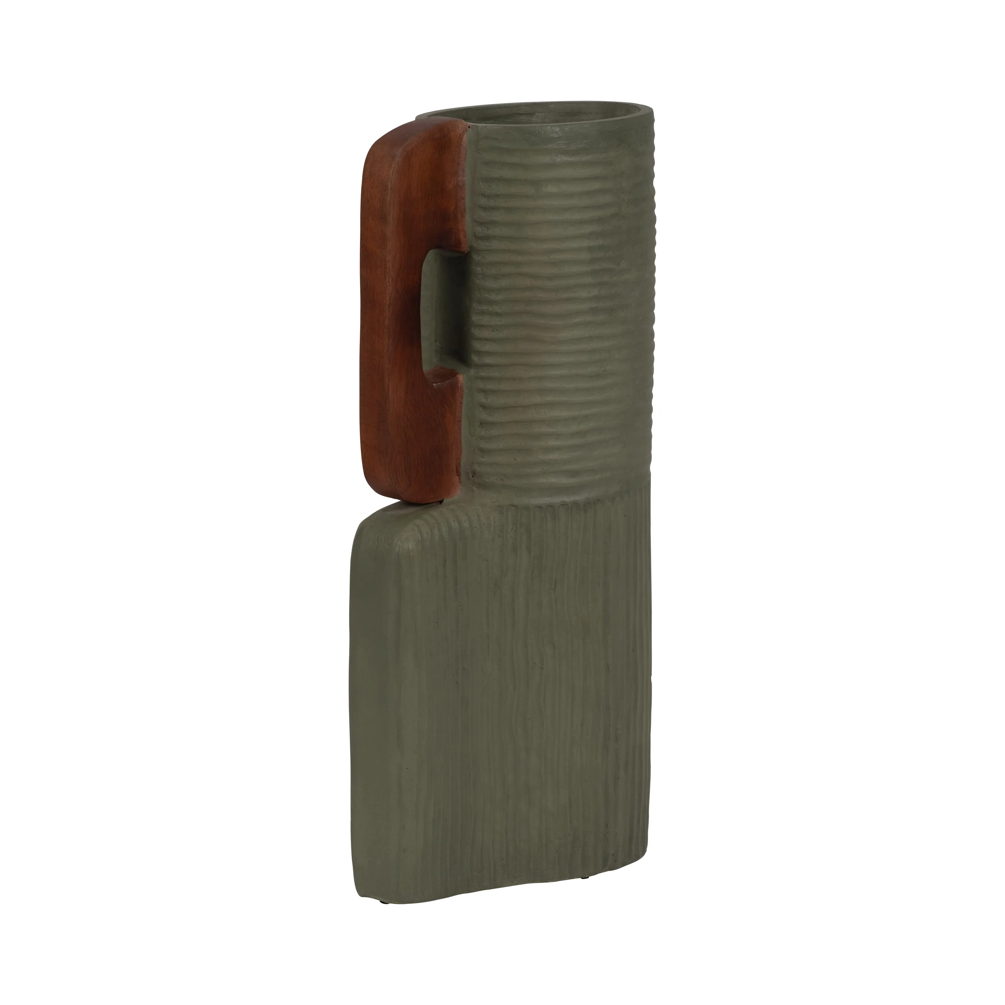 ECOMIX, 17" VASE WITH HANDLES, SAGE GREEN