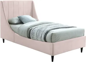 Eva Pink Velvet Twin Bed
