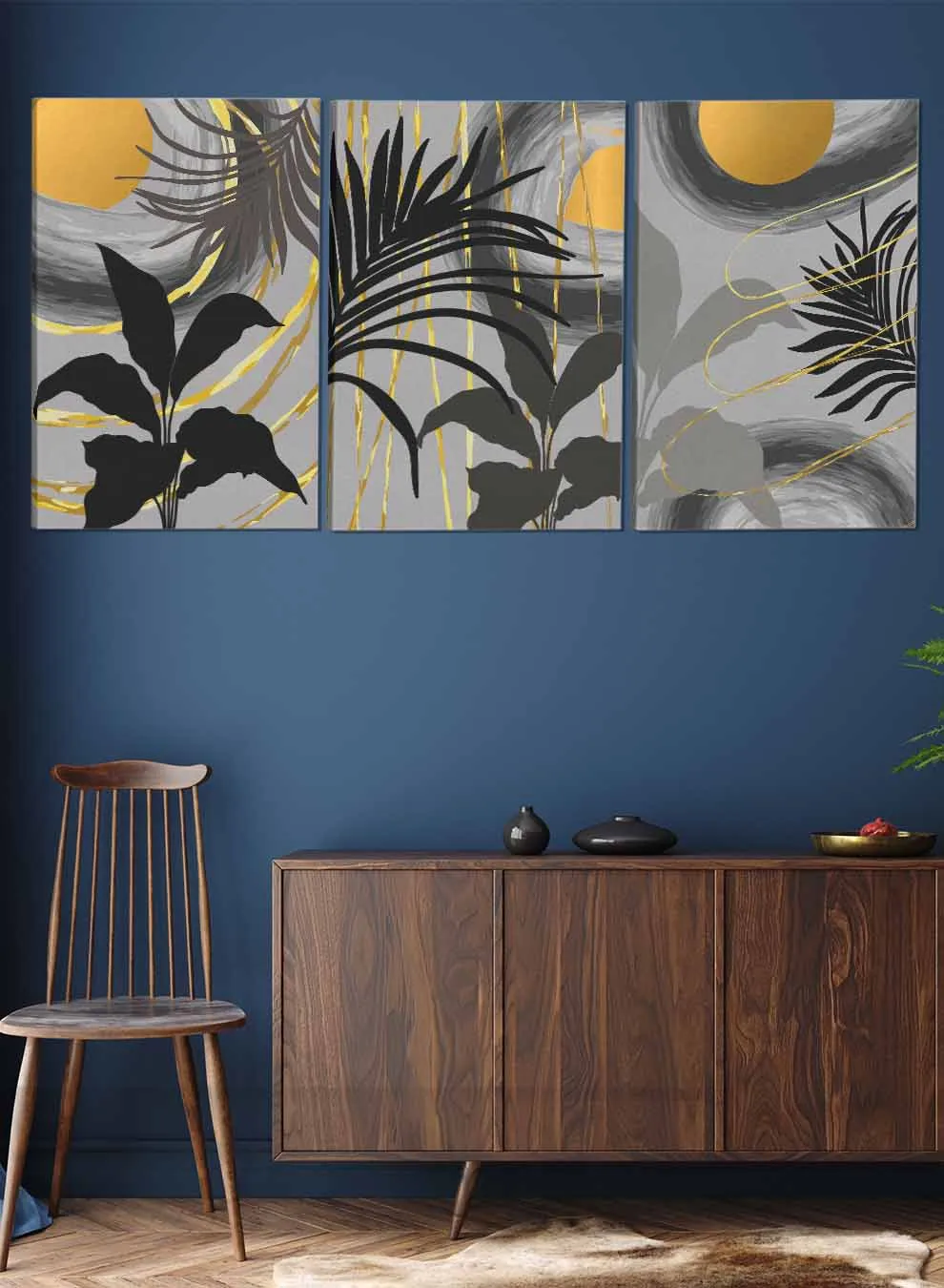 Floral Leaf Abstract Paintings(set of 3)