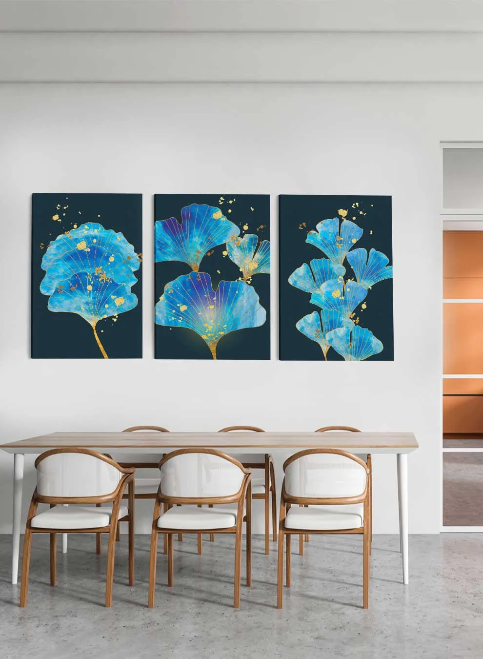 Ginkgo Foliage Paintings(set of 3)