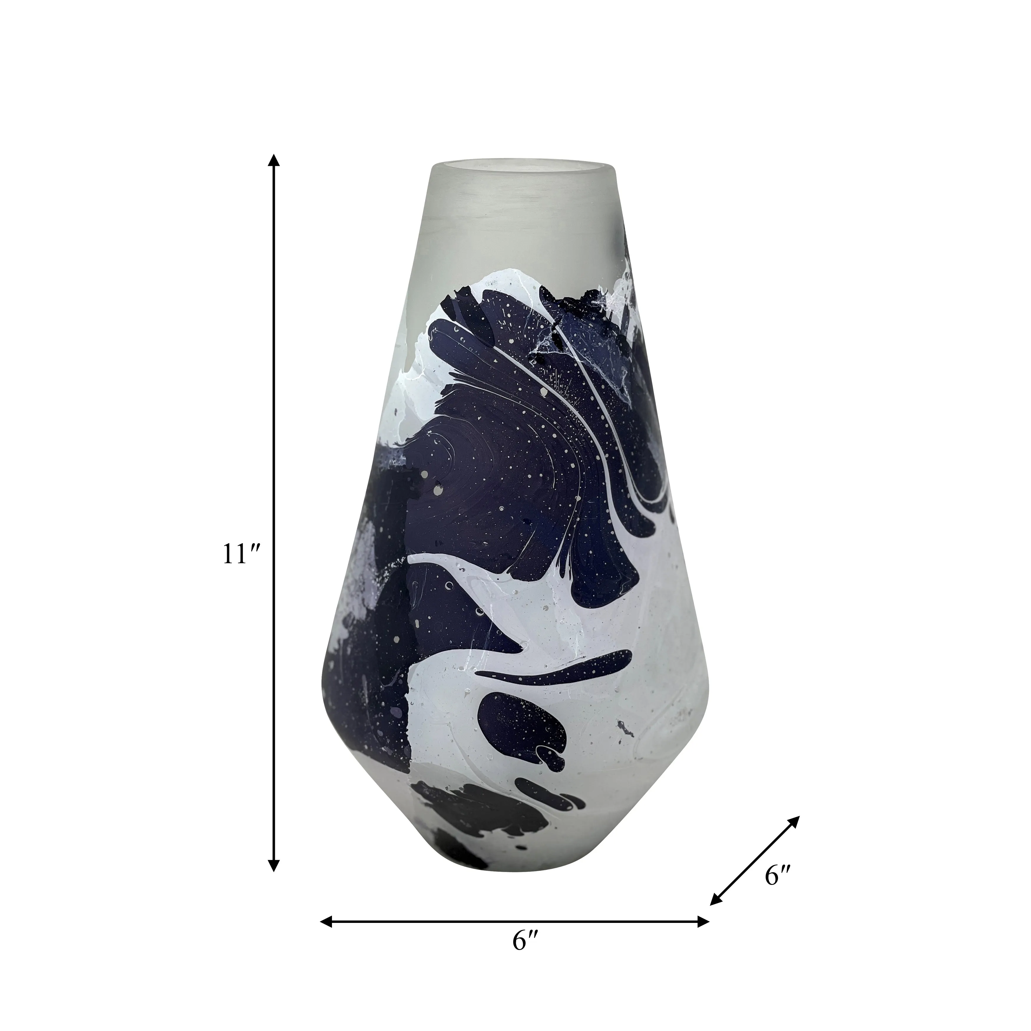 GLASS, 11" FOG SHADOW VASE, WHITE