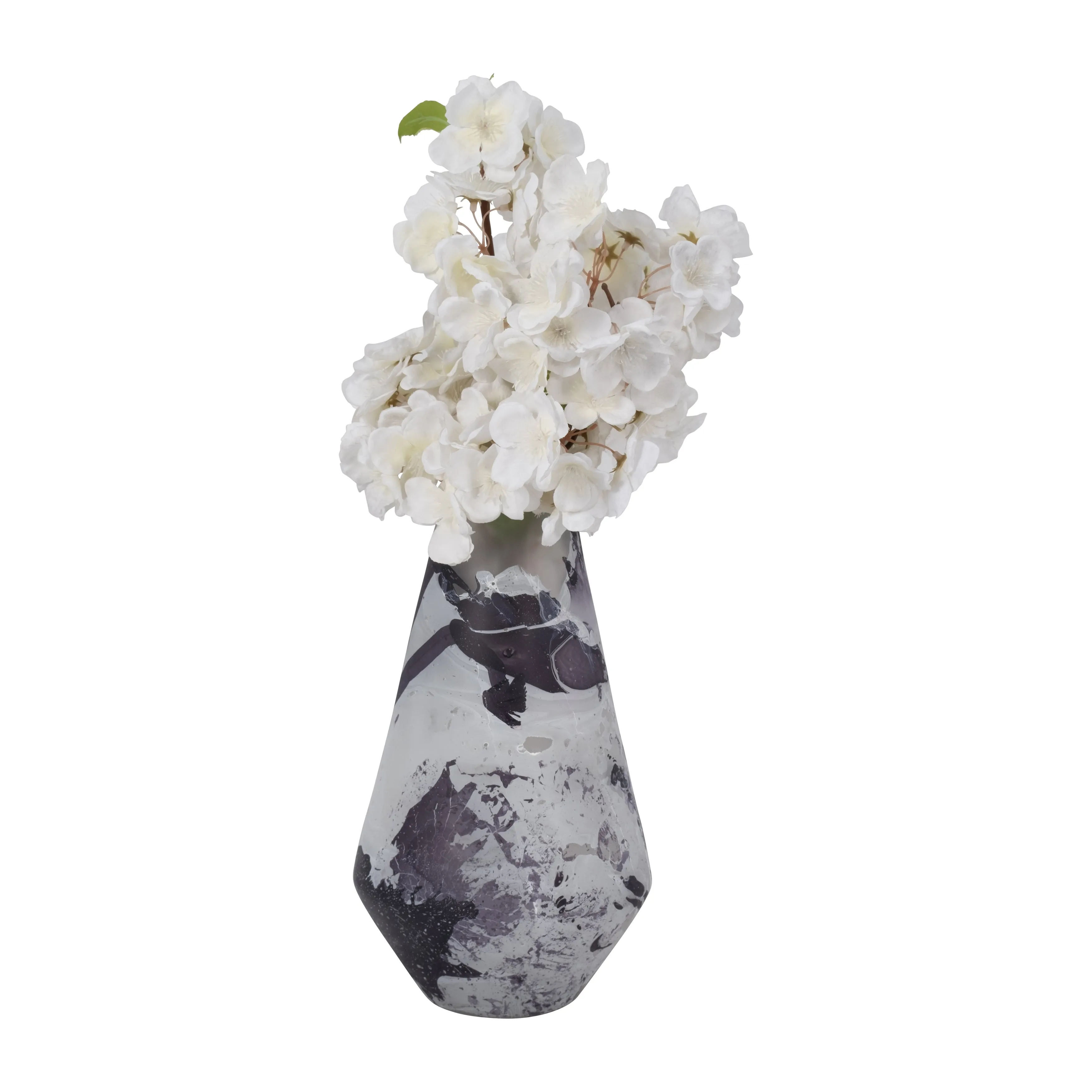 GLASS, 11" FOG SHADOW VASE, WHITE