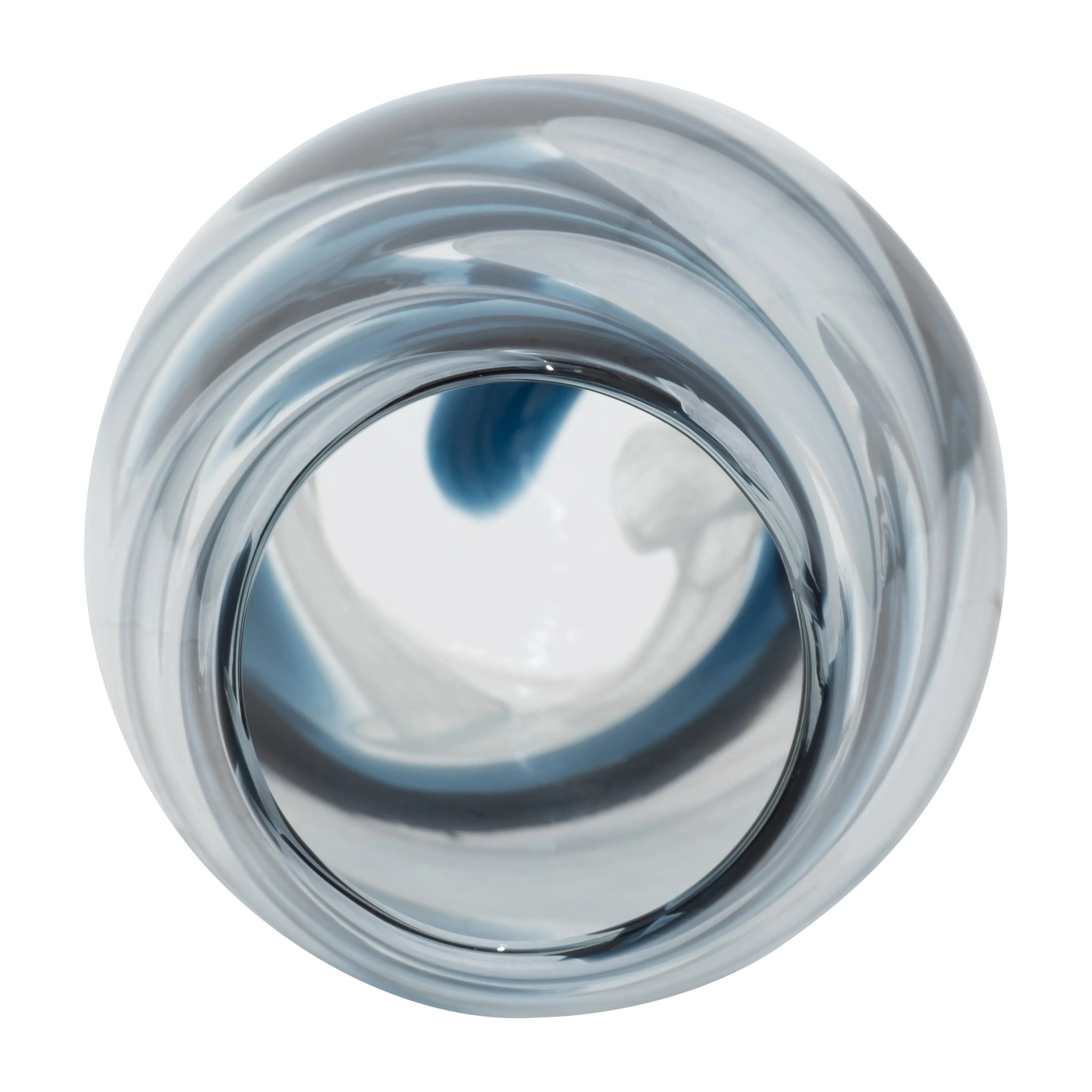 GLASS, 12" SWIRL VASE, BLUE