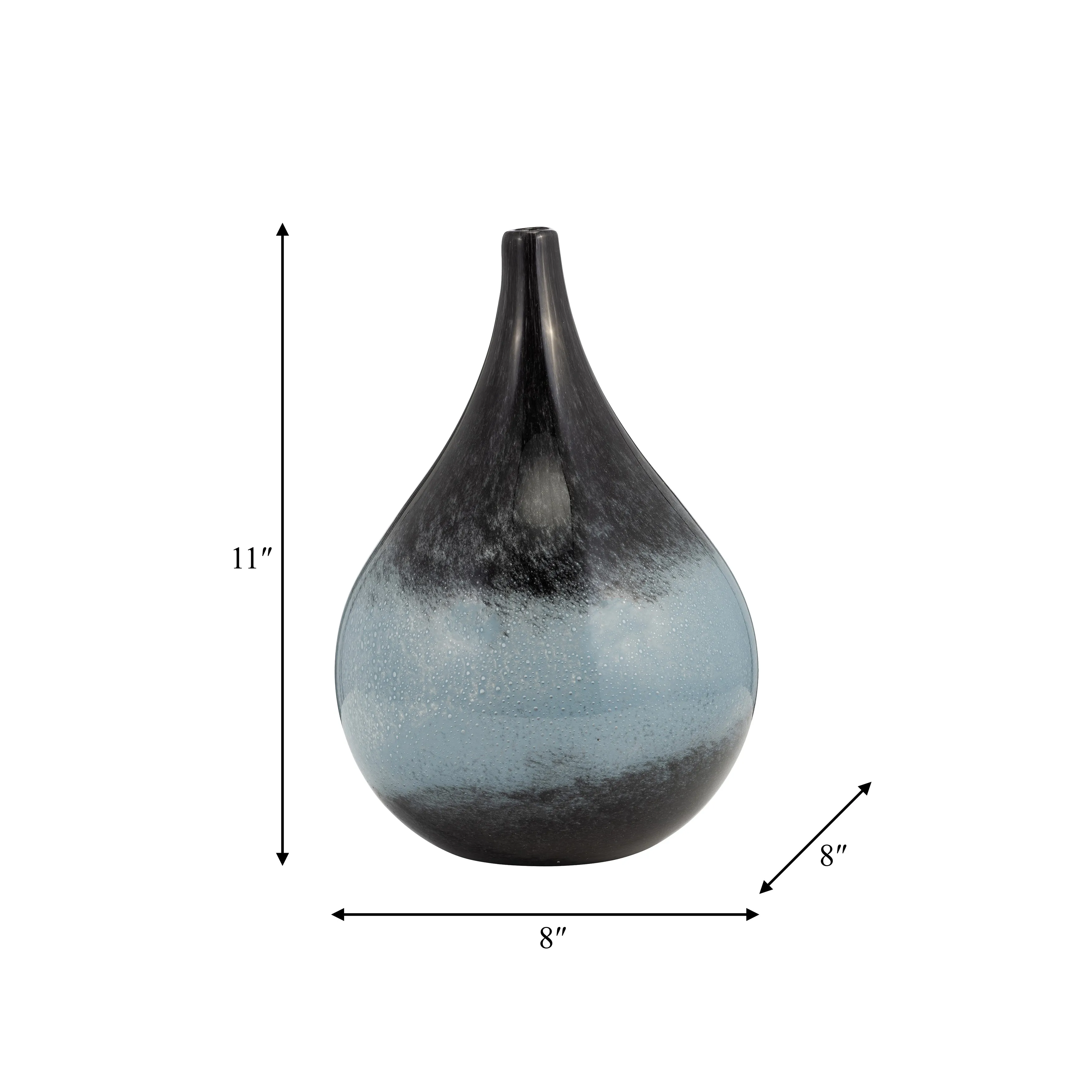 GLASS, 12" VASE BLUE OMBRE