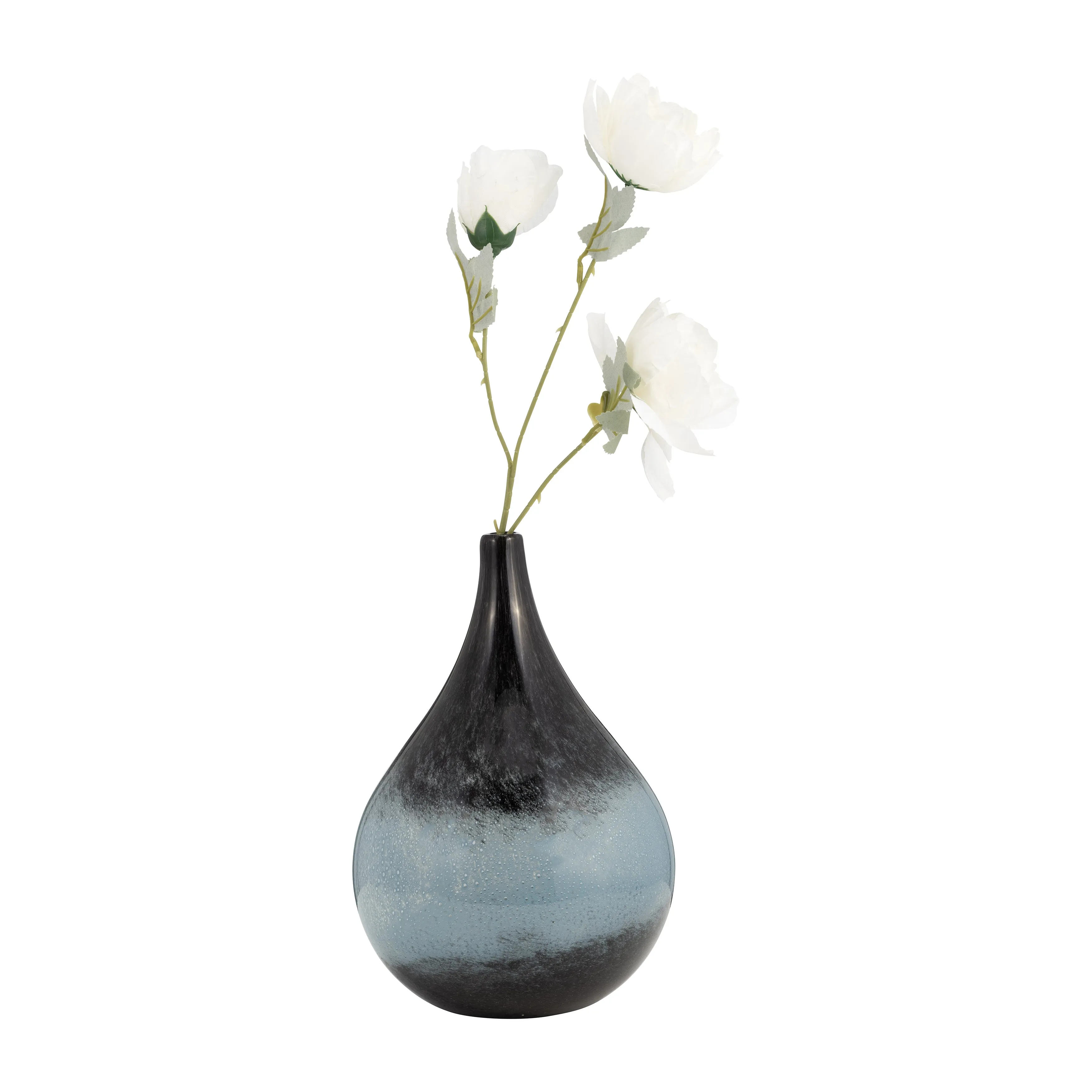 GLASS, 12" VASE BLUE OMBRE